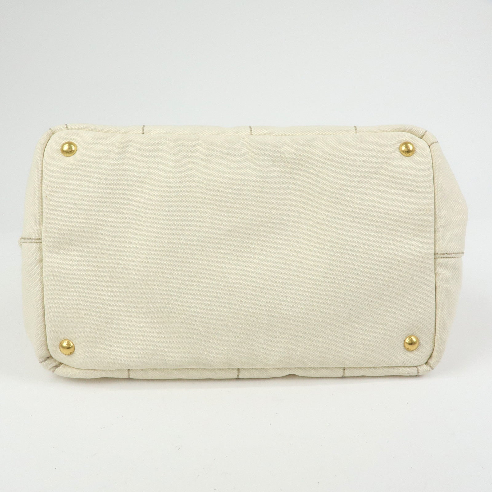 PRADA Canapa Canvas 2Way Bag Tote Bag Hand Bag White BN1877