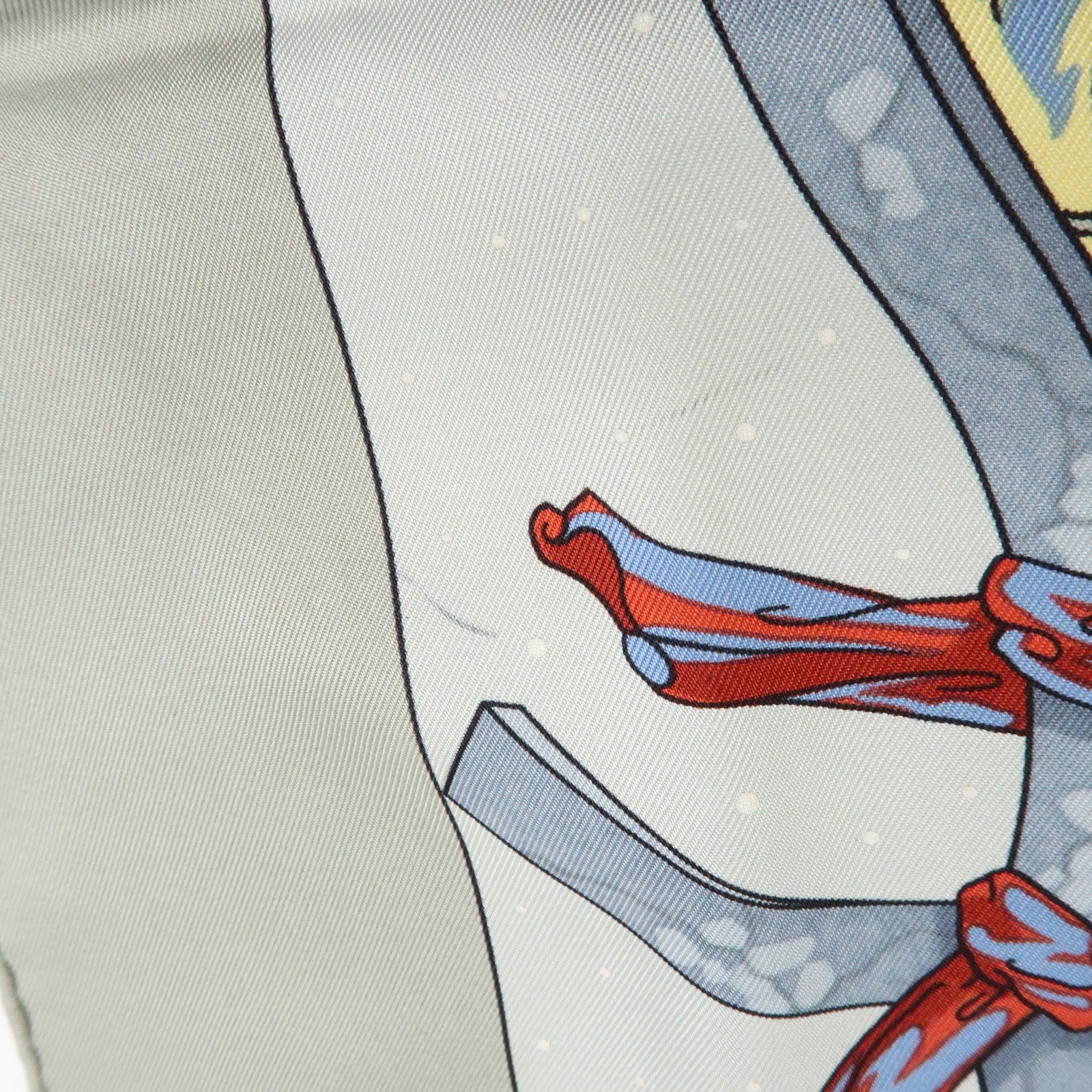 HERMES Carre 90 Silk 100% Scarf CAVALIERS DES NUAGES Gray Blue