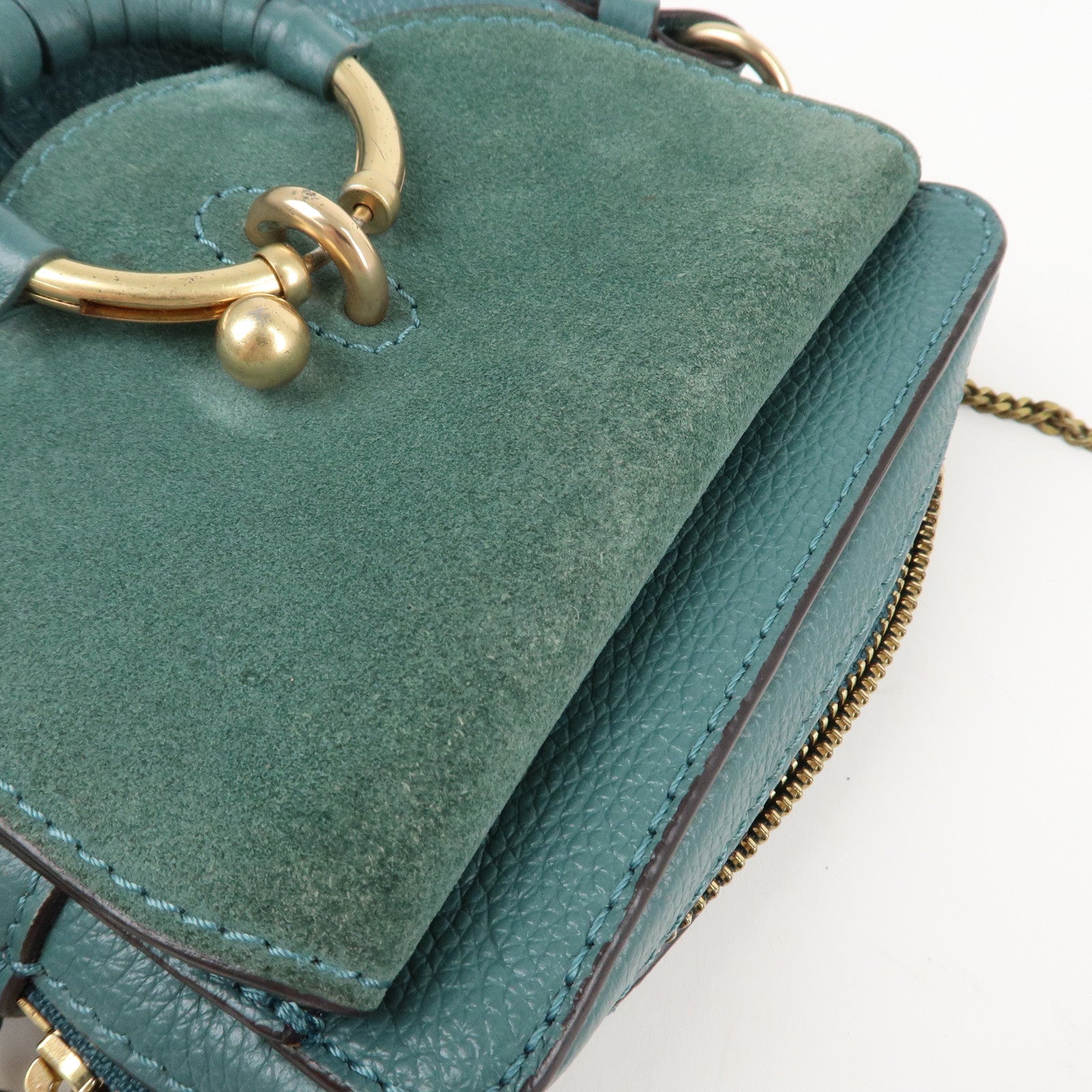 Chloe See By Chloe Joan Leather Suede Shoulder Bag Turquoise Blue Used