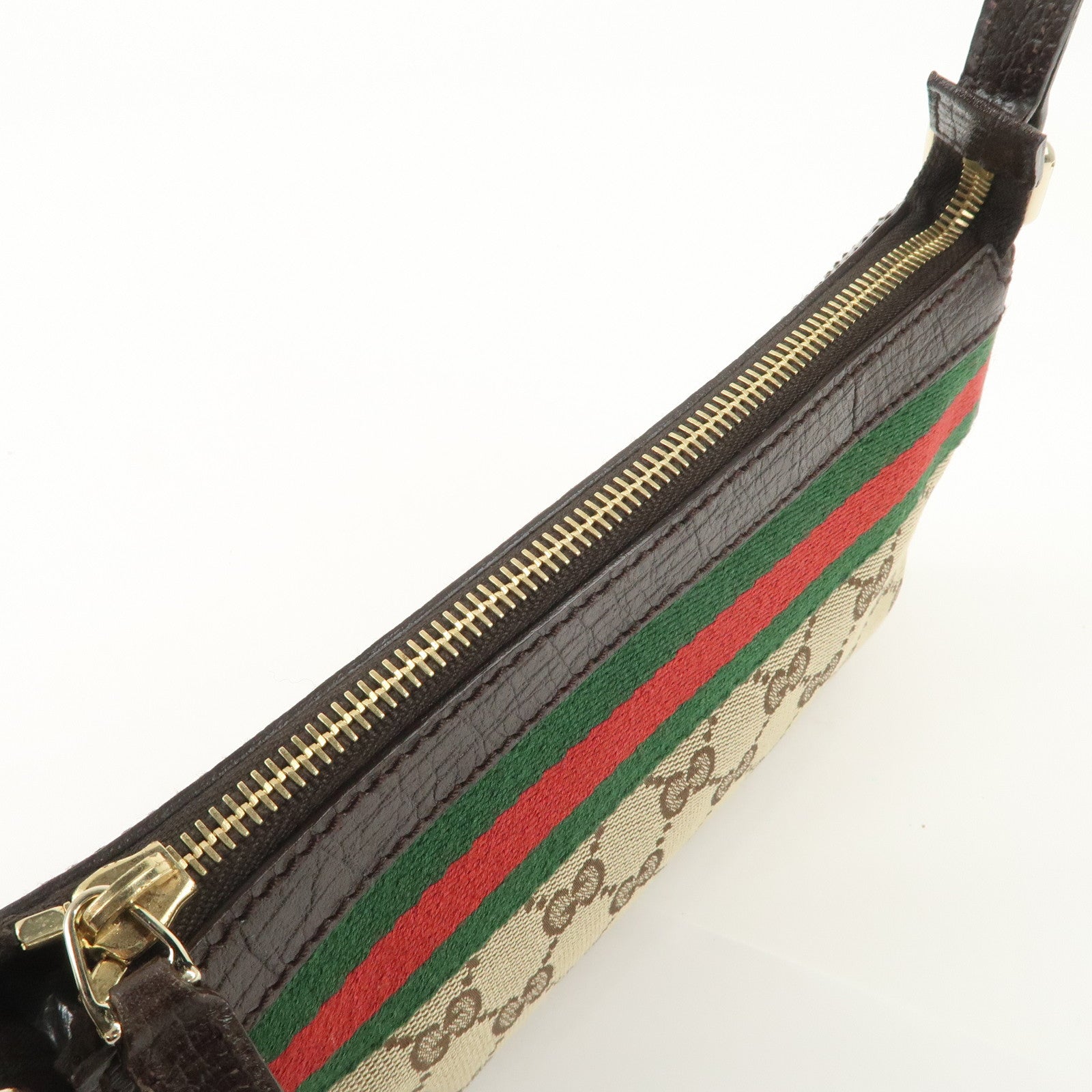 GUCCI Sherry GG Canvas Leather Hand Bag Pouch Boots Bag Charm 145970 Used