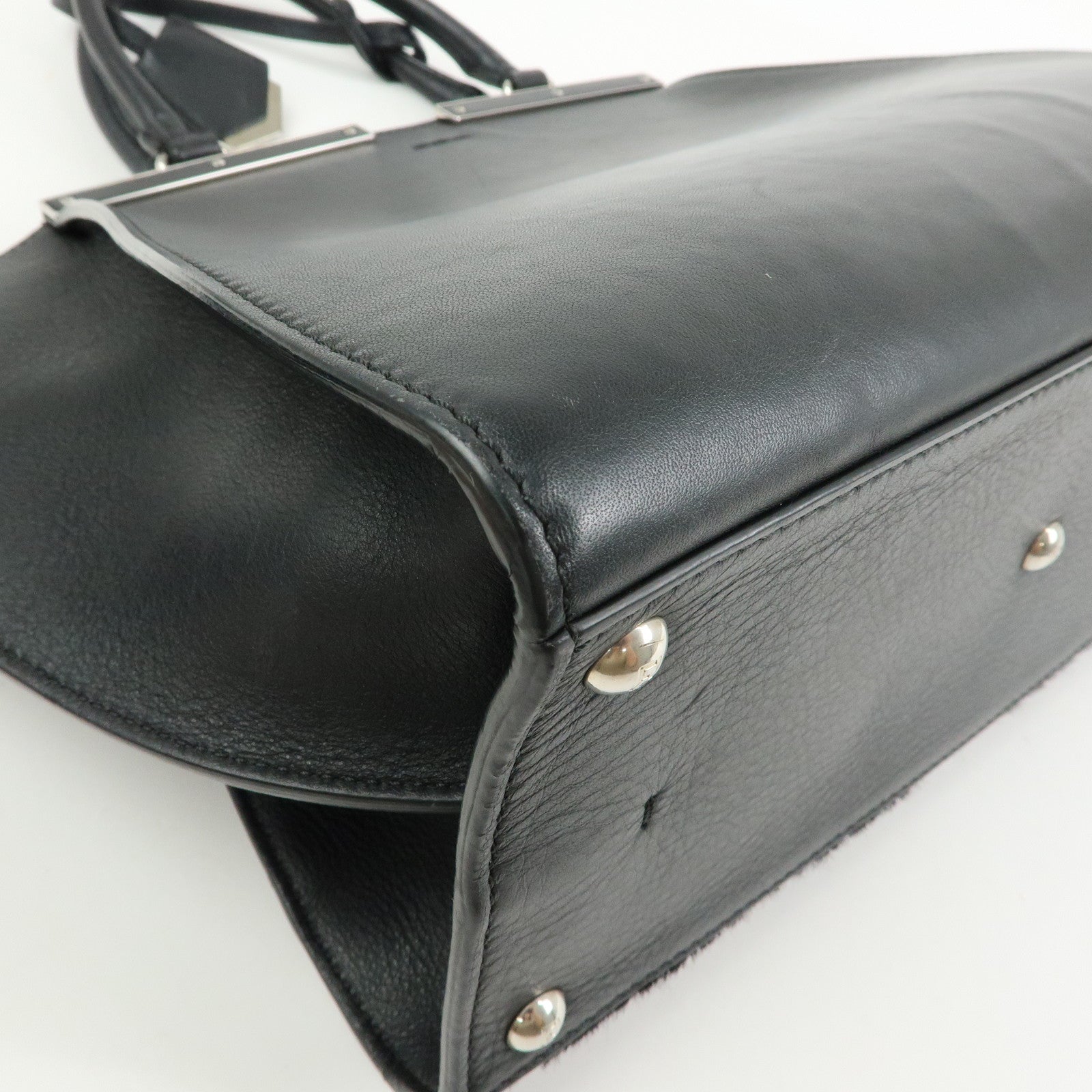 FENDI Trois Jours Leather Pony Hair 2Way Hand Shoulder Bag 8BH279