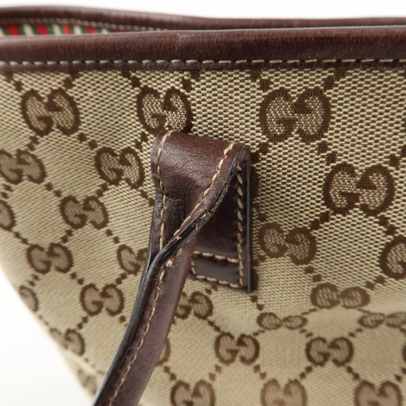 GUCCI Abbey Interlocking G GG Canvas Leather Tote Bag Brown 169945 Used