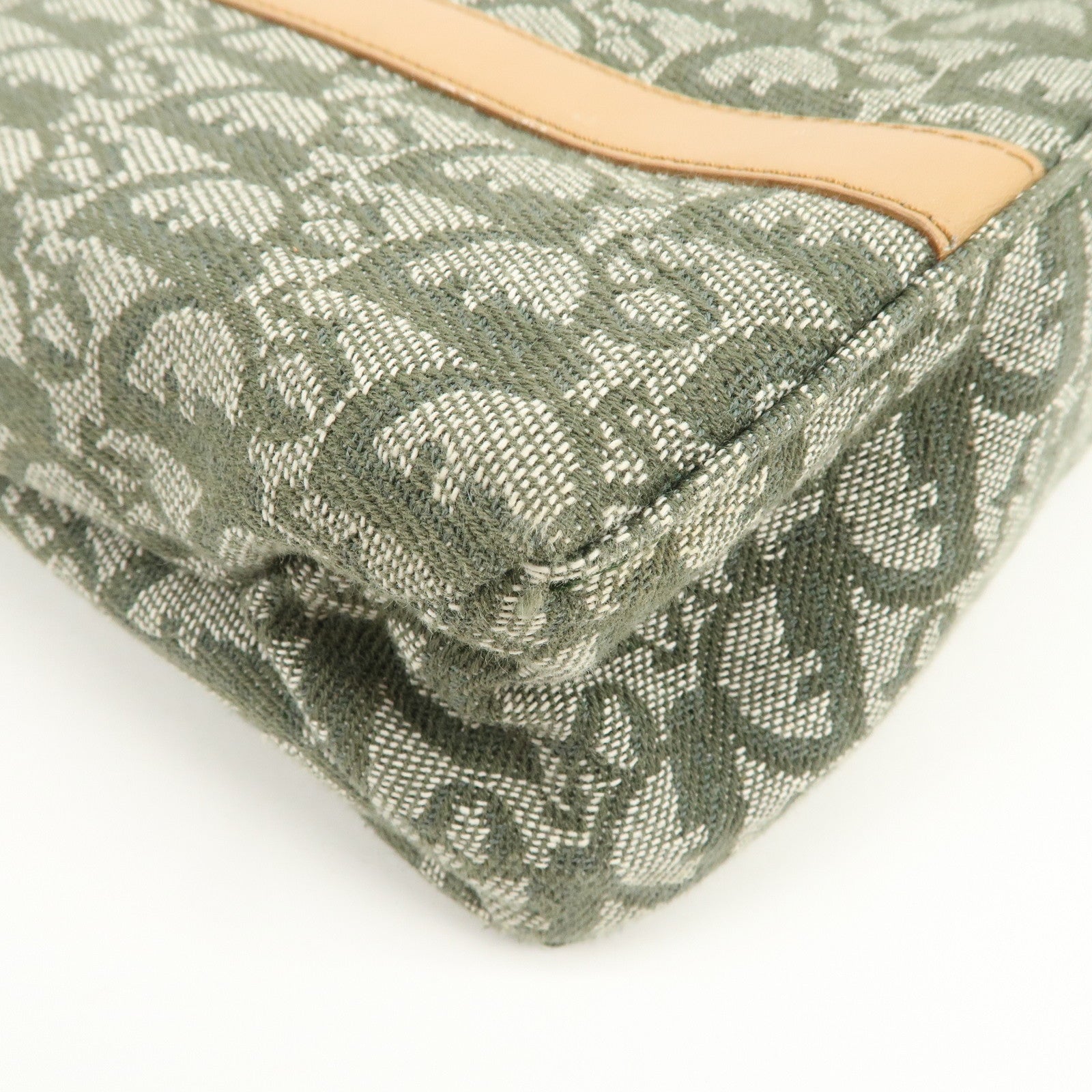 Christian Dior Trotter CH Jacquard Canvas Tote Bag Hand Bag Green