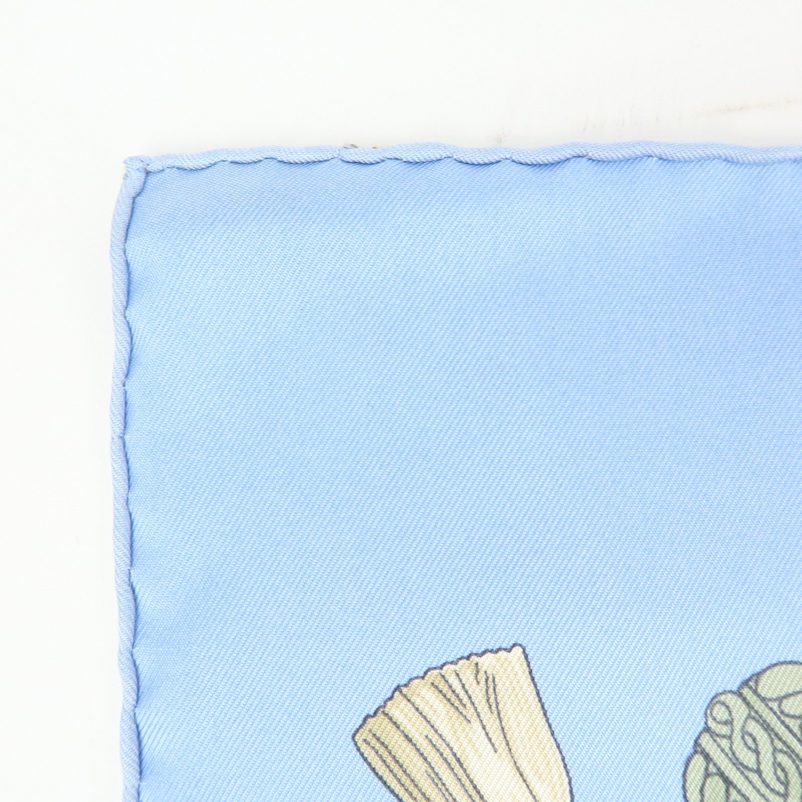 HERMES Carre 90 Silk 100% Scarf Ferronnerie Light Blue