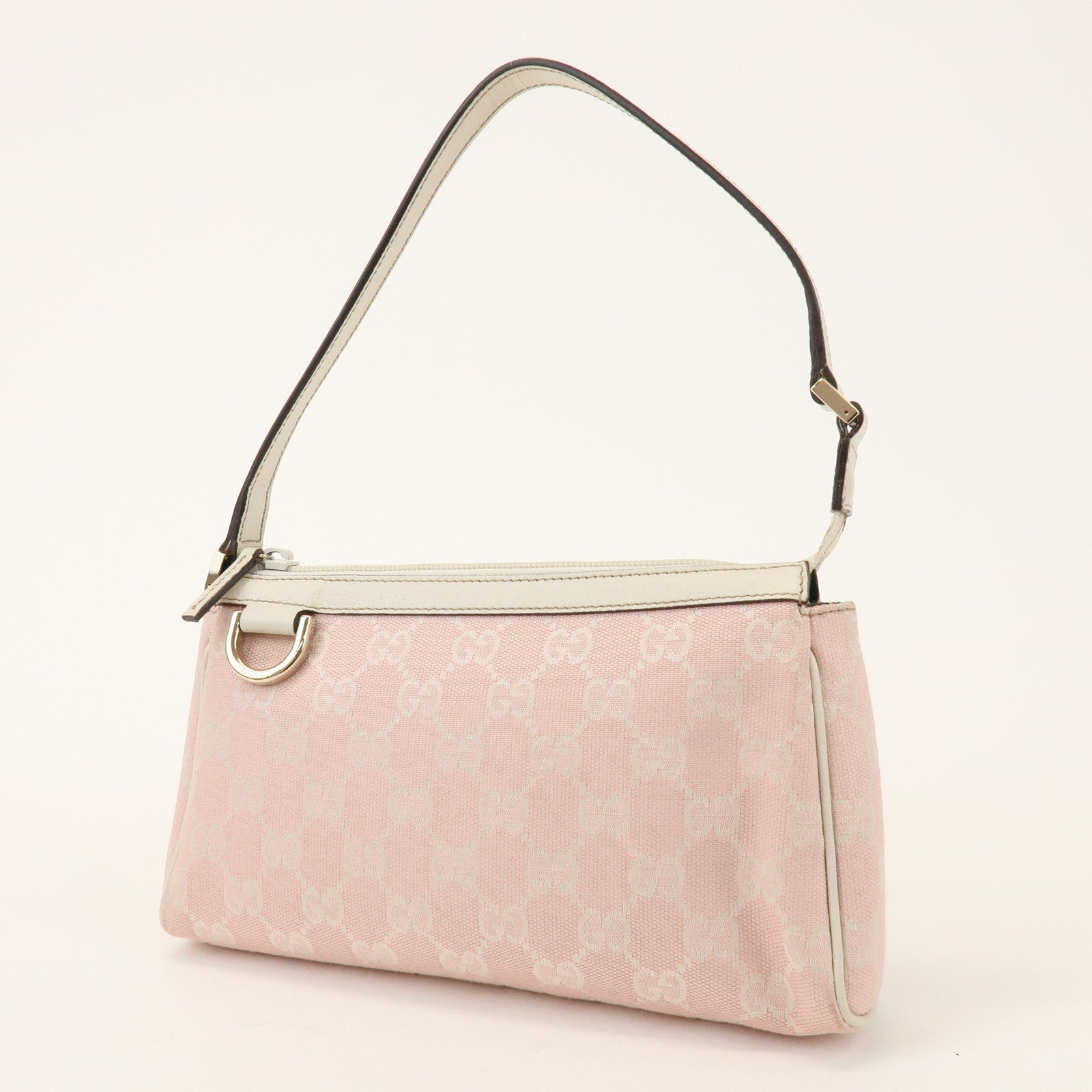 GUCCI Abbey GG Canvas Leather Accessory Pouch Hand Bag Pink 45750