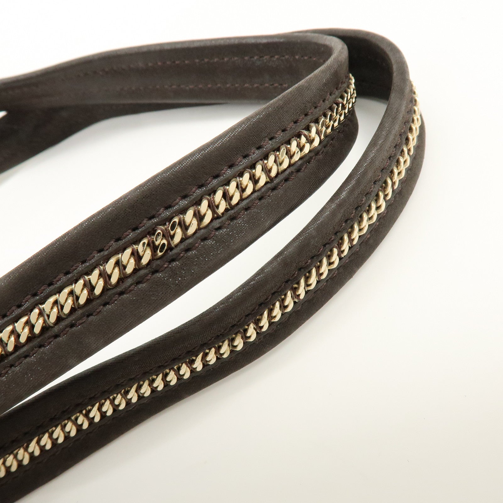 FENDI Leather Tote Bag Shoulder Bag Dark Brown 8BR636