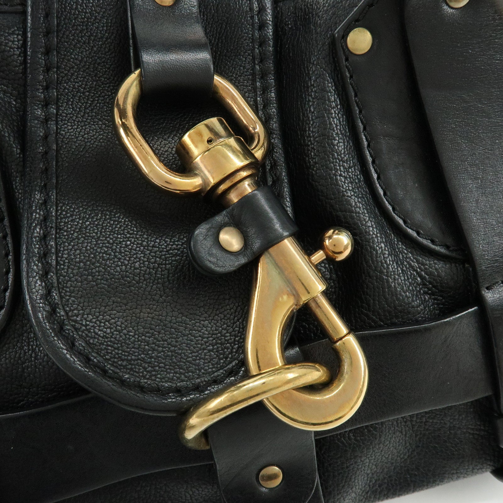 Chloe Kerala  Leather Tote Bag Hand Bag Horseshoe Charm Black