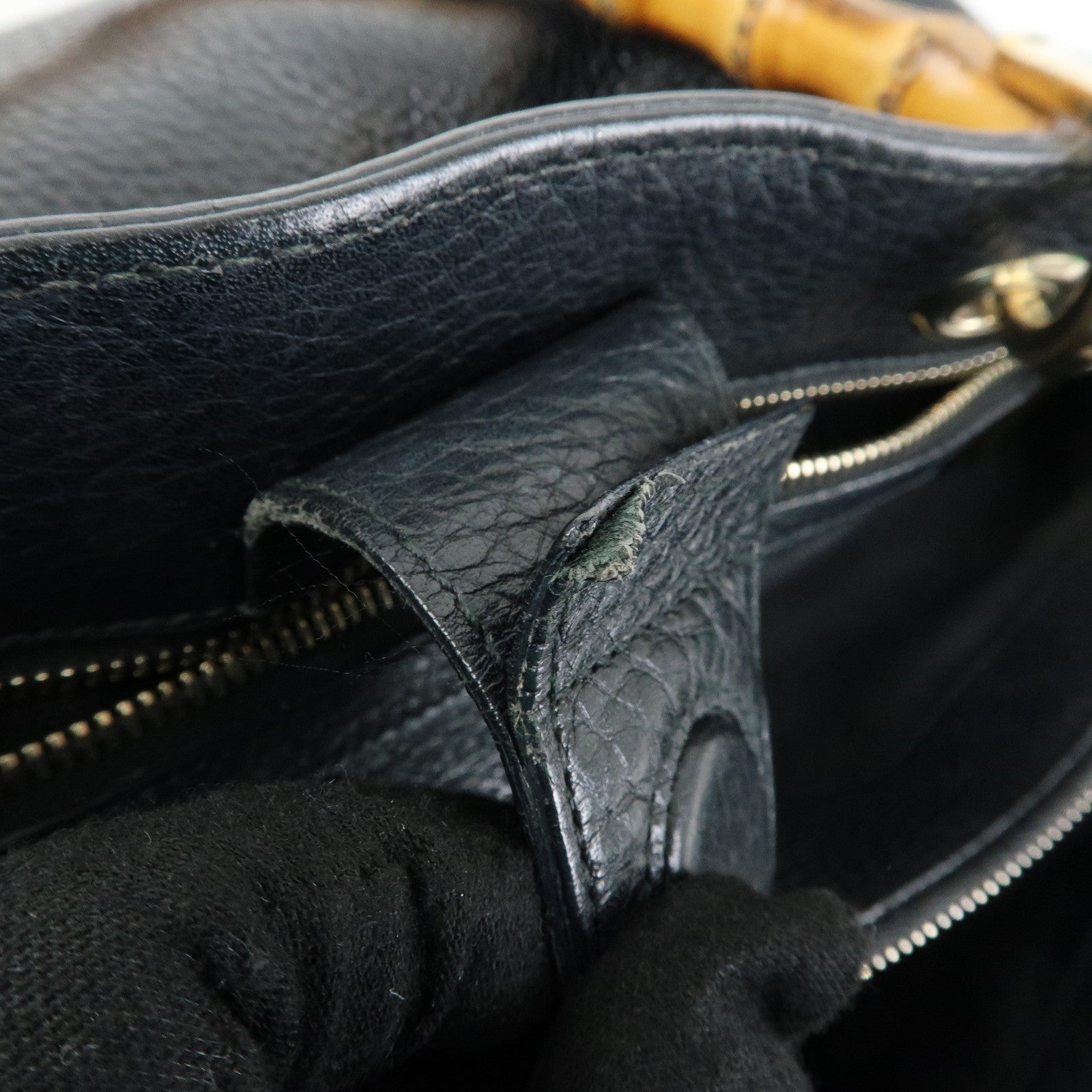 GUCCI Bamboo Shopper Medium Leather 2Way Hand Shoulder Bag 323660