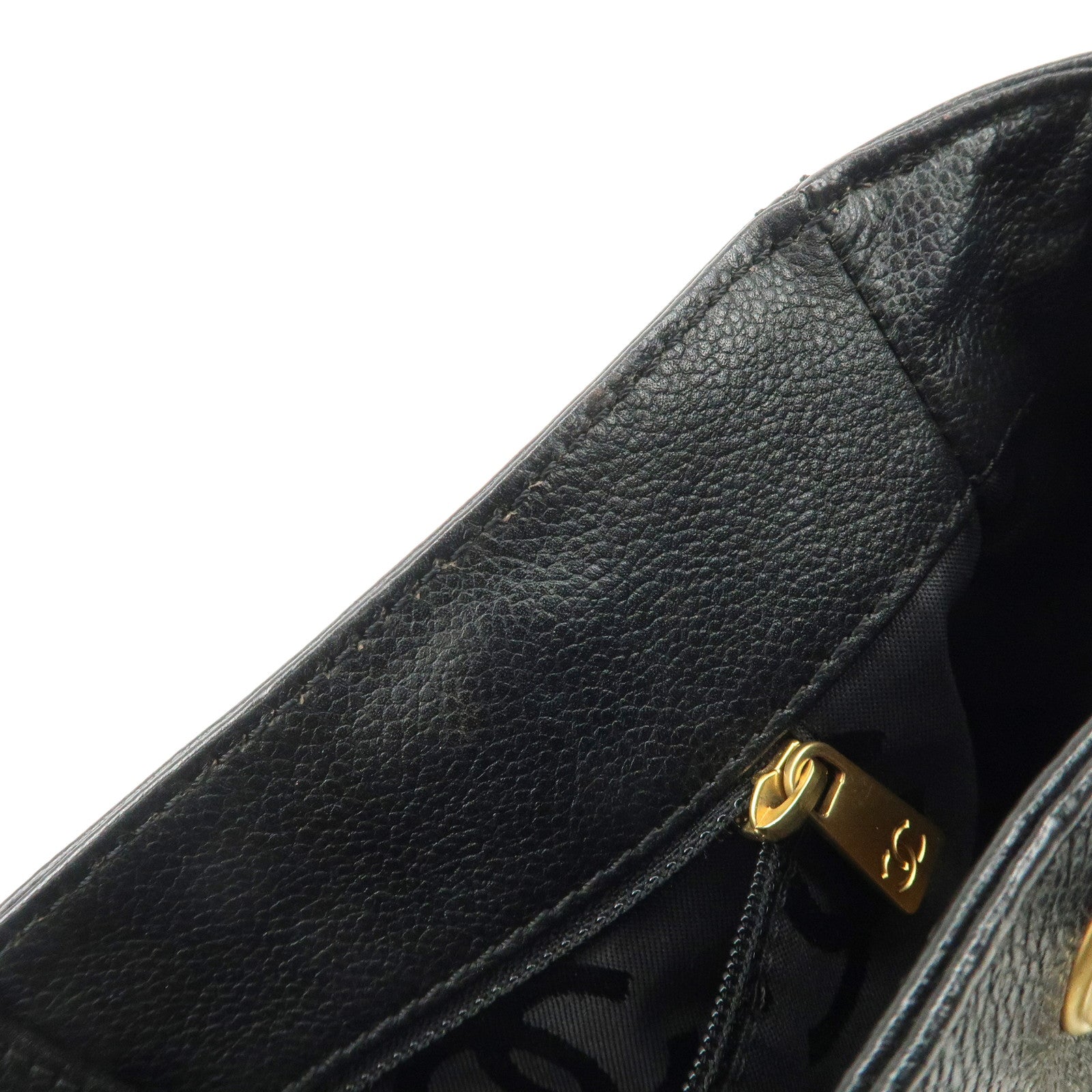 CHANEL COCO Mark Chain Tote Bag Shoulder Bag Black Gold Used