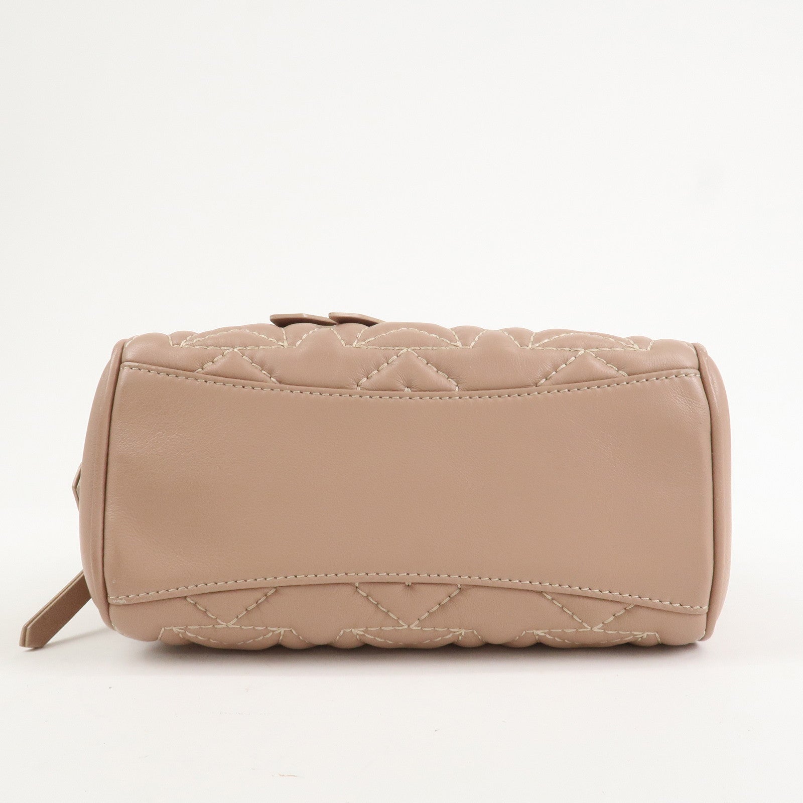 JIMMY CHOO Leather HELIA BOWLING S 2Way Hand Bag Pink Beige