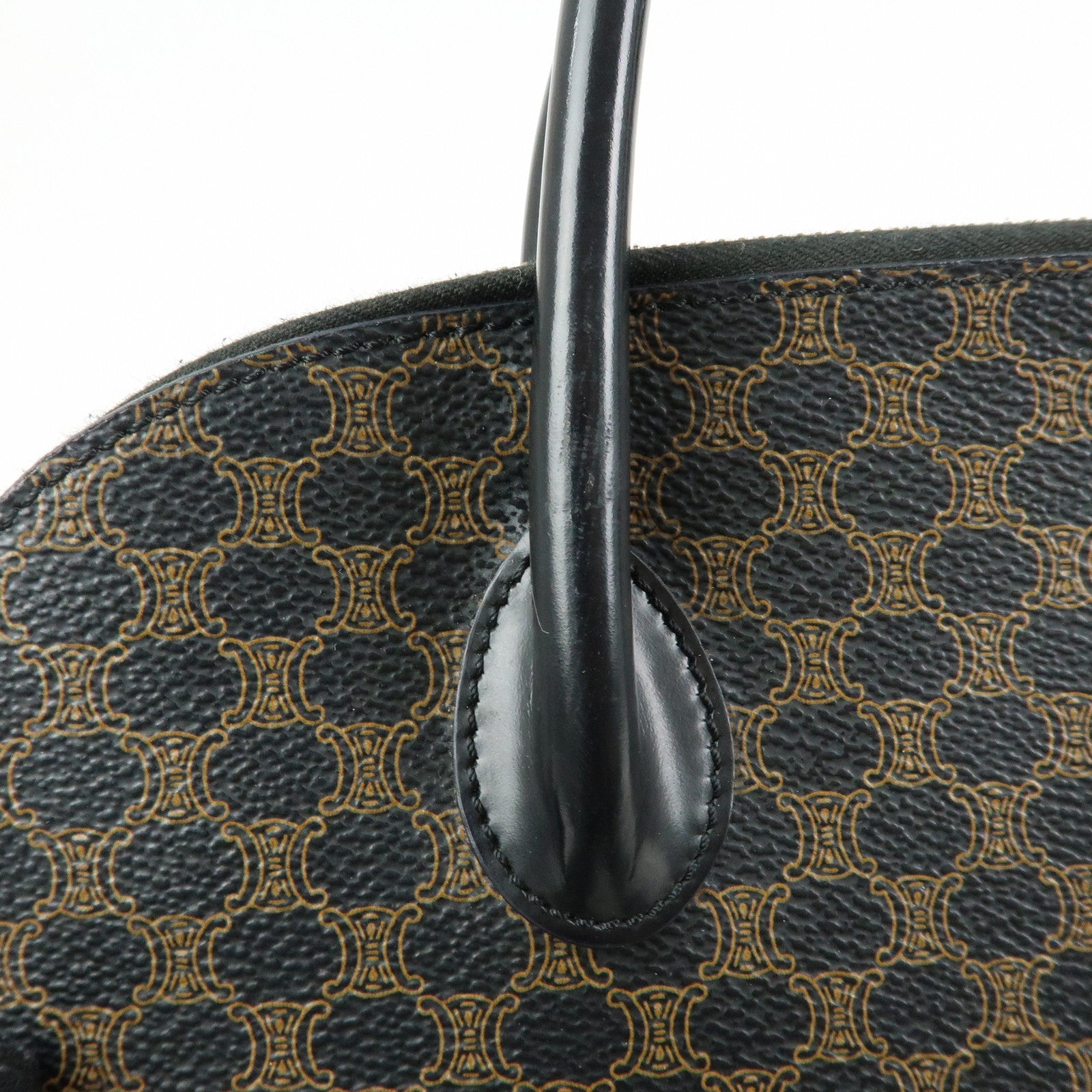 CELINE Macadam PVC Leather Hand Bag Black Brown