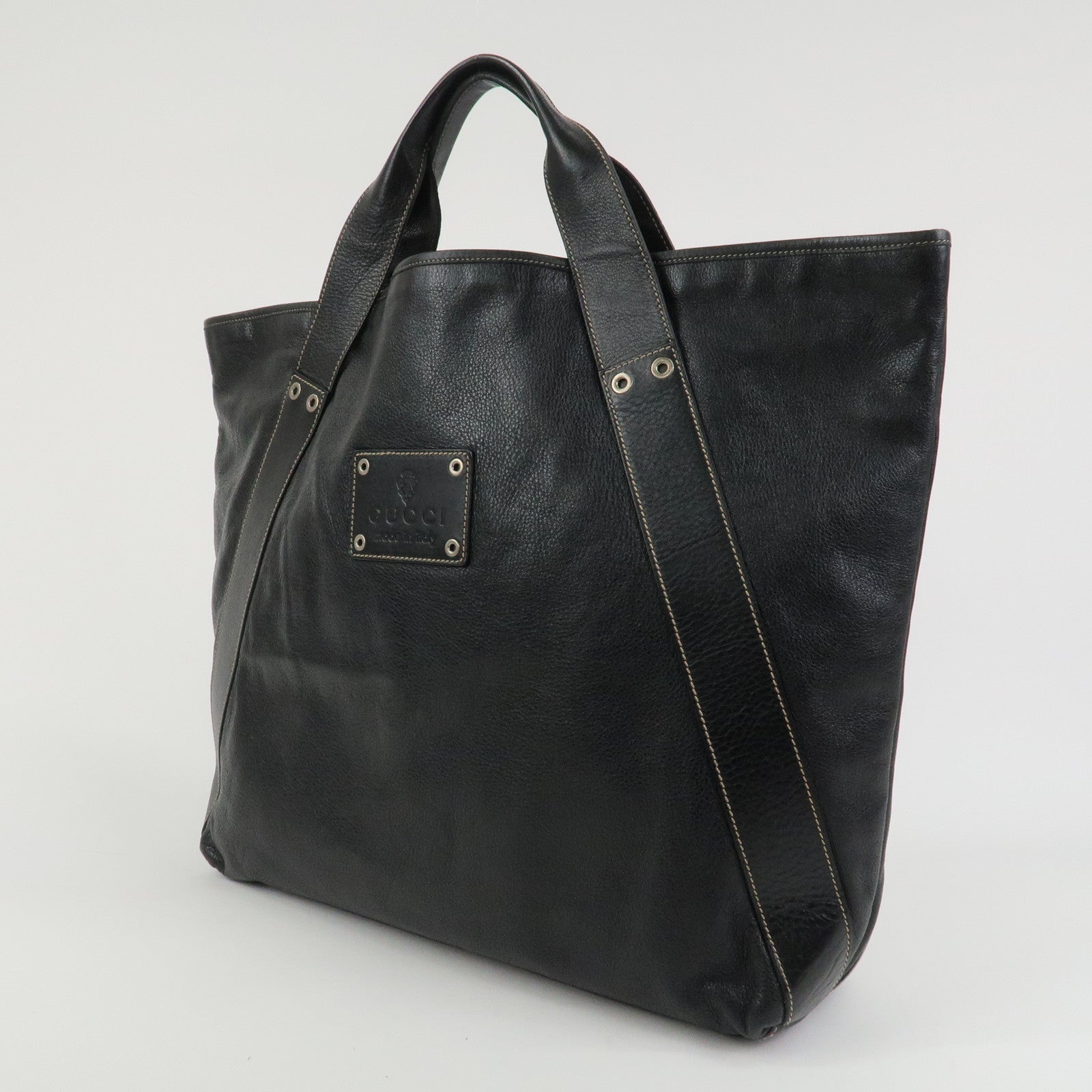 GUCCI Hysteria Leather Tote Bag Hand Bag Black 211126
