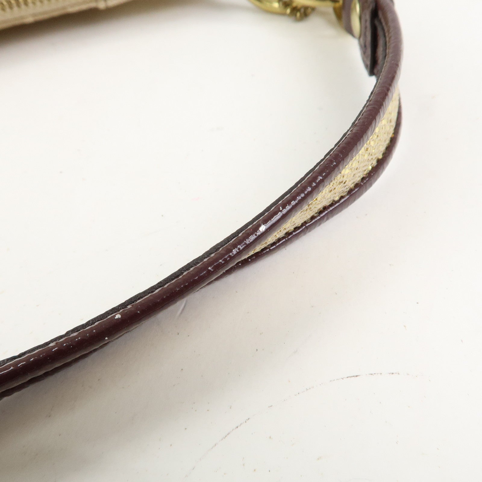 COACH POPPY Canvas Patent Leather 2Way Shoulder Bag Hand Bag Beige