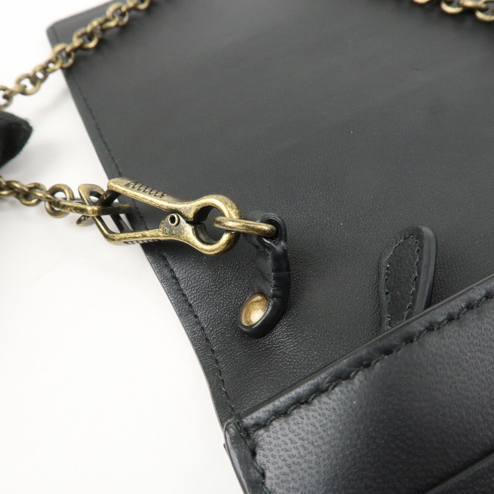 BOTTEGA VENETA  Intrecciato Leather Chain Shoulder Bag Black 508752 Used