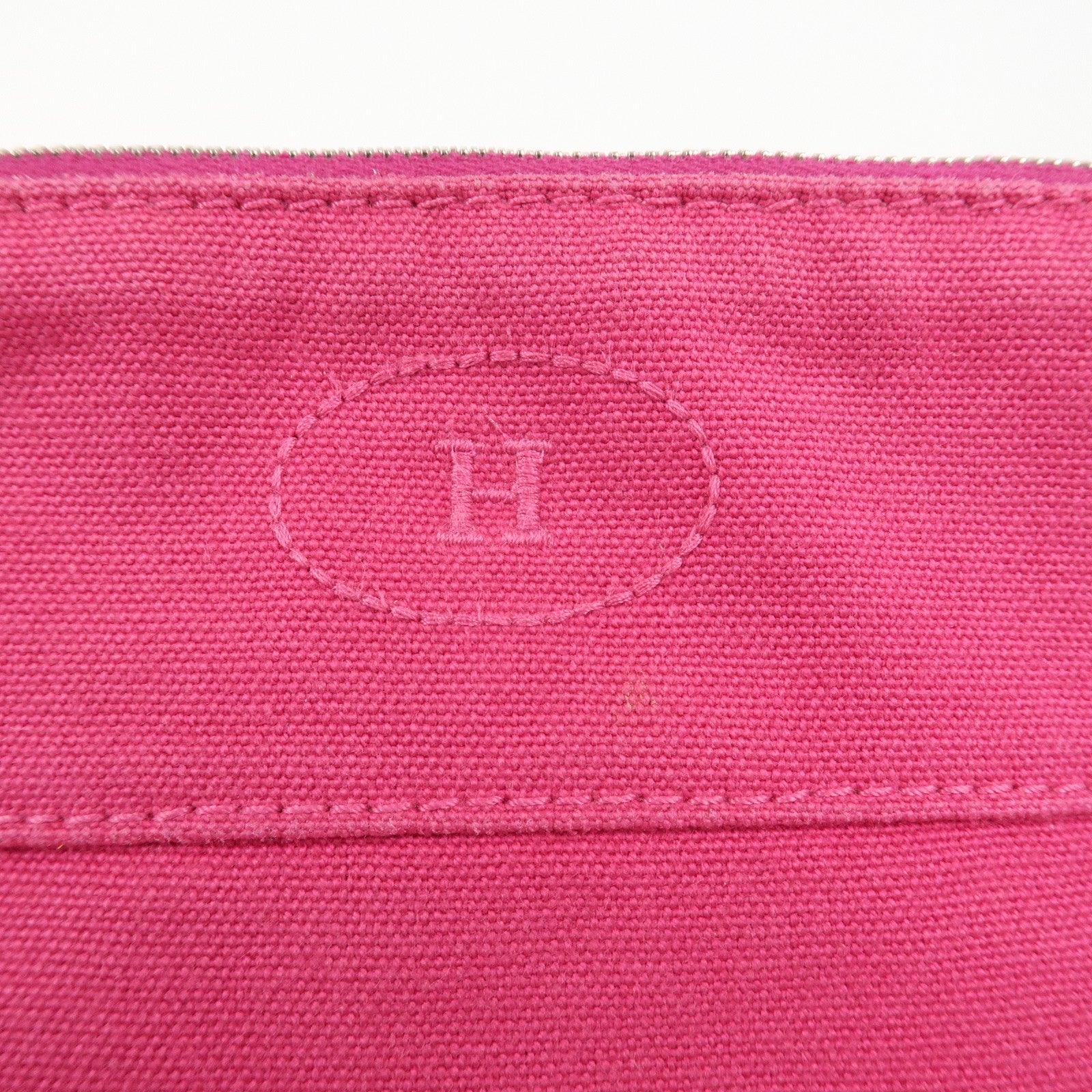 HERMES Canvas Leather Bolide Pouch PM Cosmetic Pouch Pink