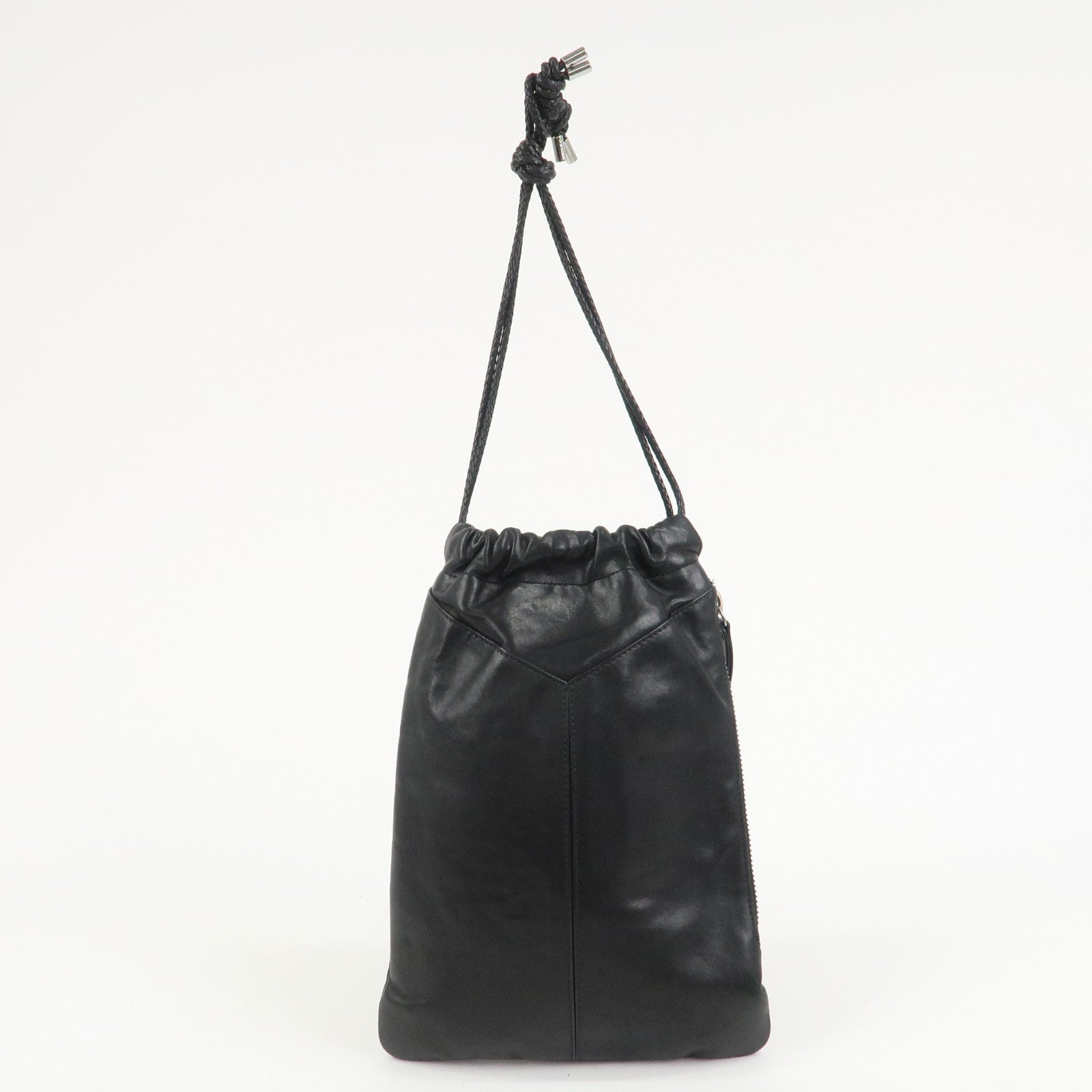 JIMMY CHOO Star Studs Leather Shoulder Bag Hand Bag Black