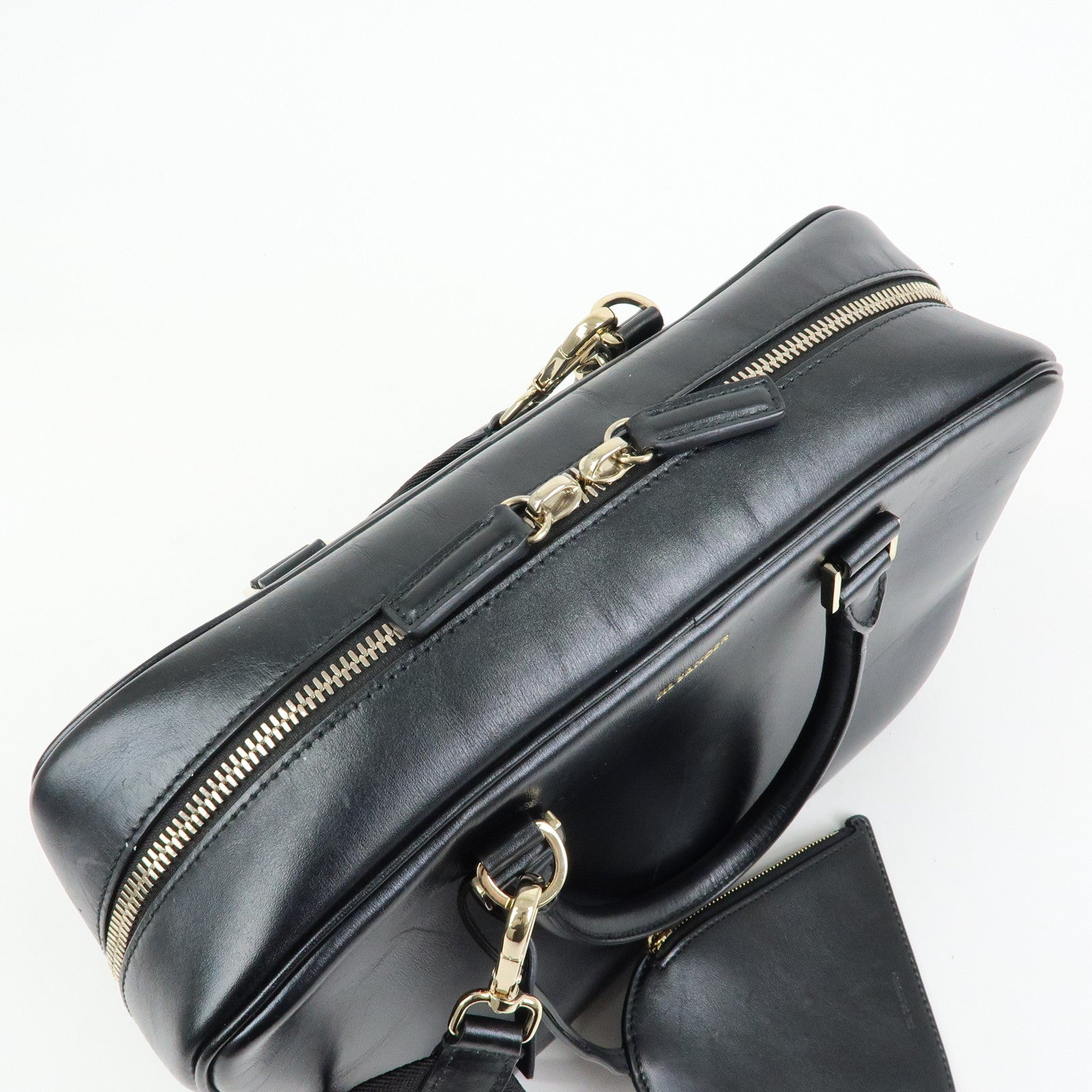 JIL SANDER Leather 2Way Bag Hand Bag Shoulder Bag Pouch Black