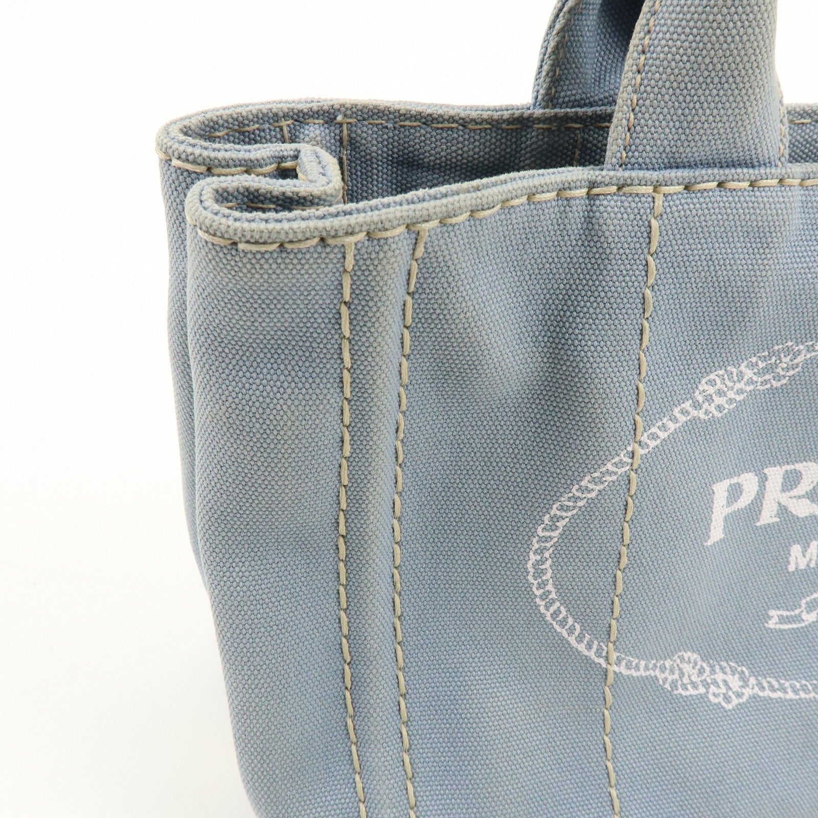 PRADA Canapa Mini Canvas 2Way Bag Hand Bag Light Blue 1BG439
