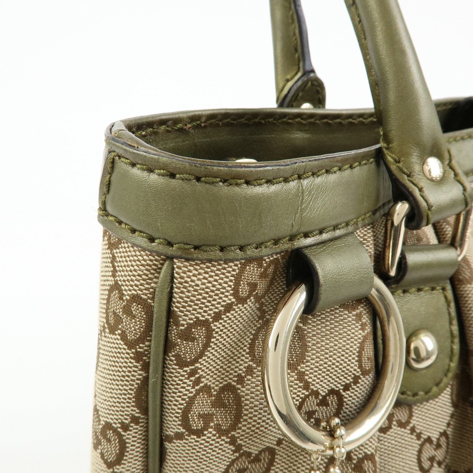 GUCCI Sukey Interlocking G GG Canvas Leather Tote Bag Beige 296835