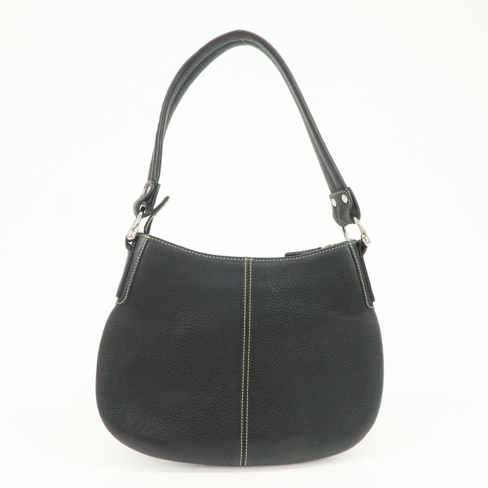 MCM Logo Plate Leather Shoulder Bag Hand Bag Black
