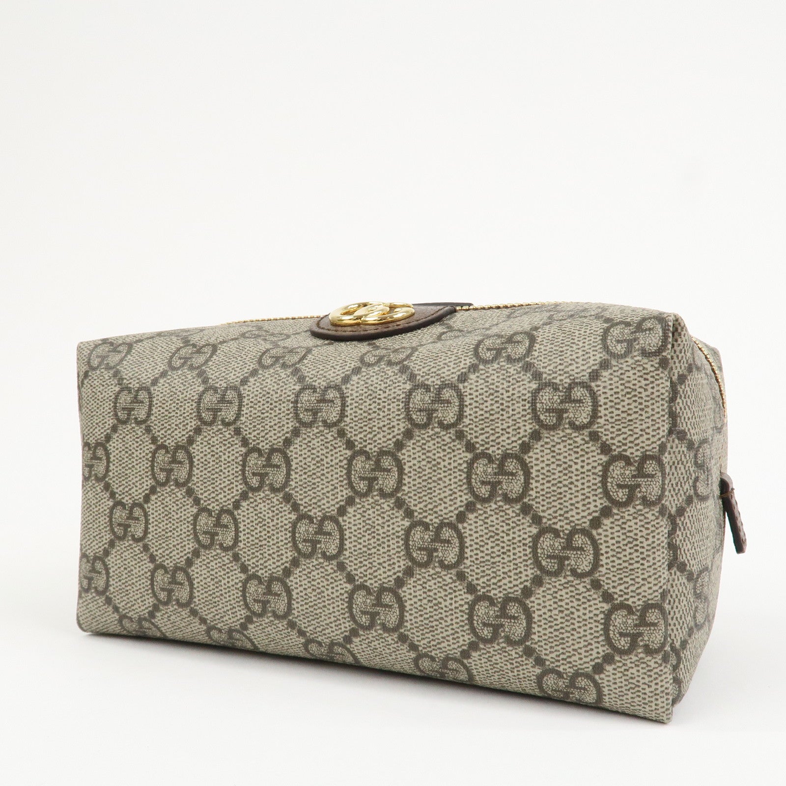 GUCCI GG Marmont GG Supreme Cosmetic Pouch Beige Brown 548393
