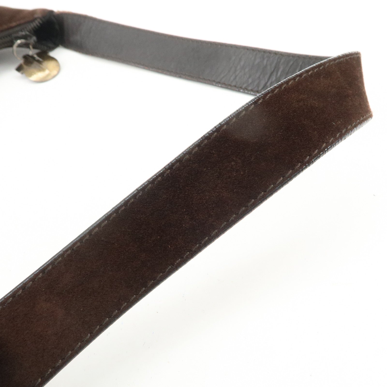 Ferragamo Gancini Suede Leather Shoulder Bag Brown