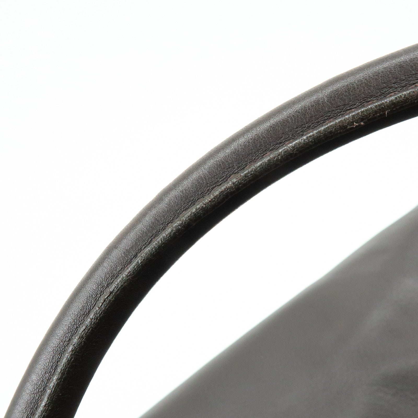 CHANEL COCO Mark Calf Skin Boston Bag Travel Bag Dark Brown