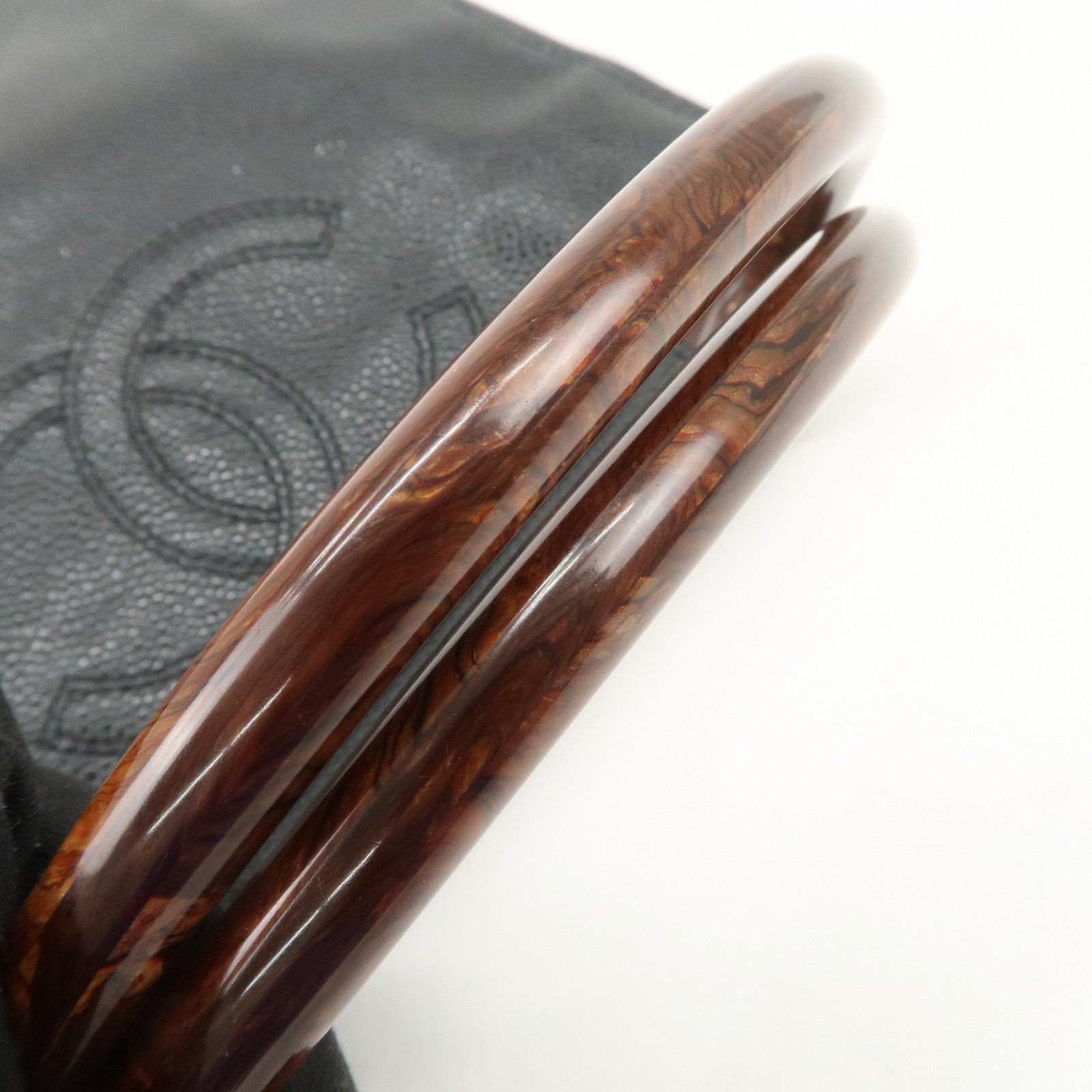 CHANEL COCO Mark Caviarskin Hand Bag Black Brown