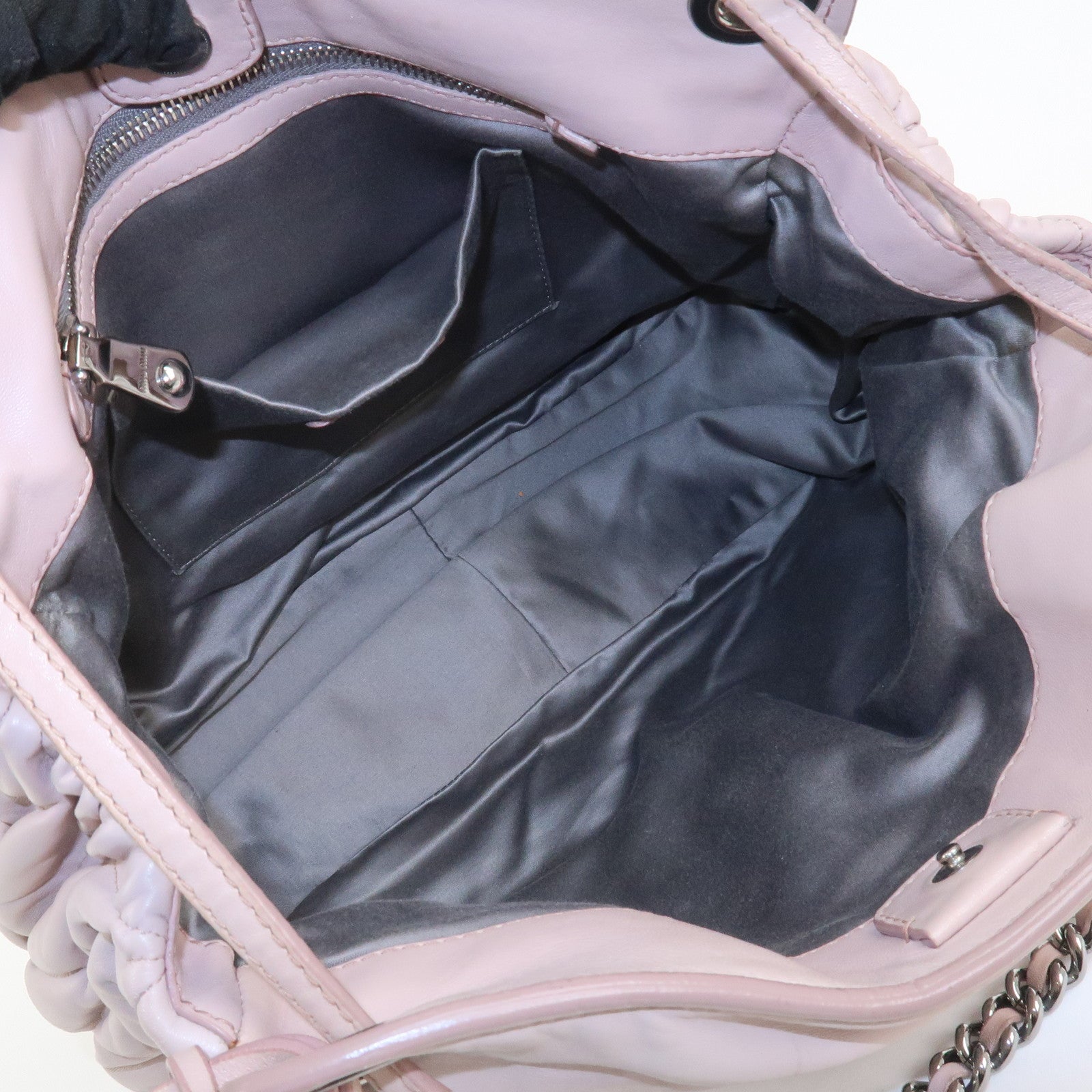 MIU MIU Matelasse Nappa Leather Tote Bag Shoulder Bag Light Pink