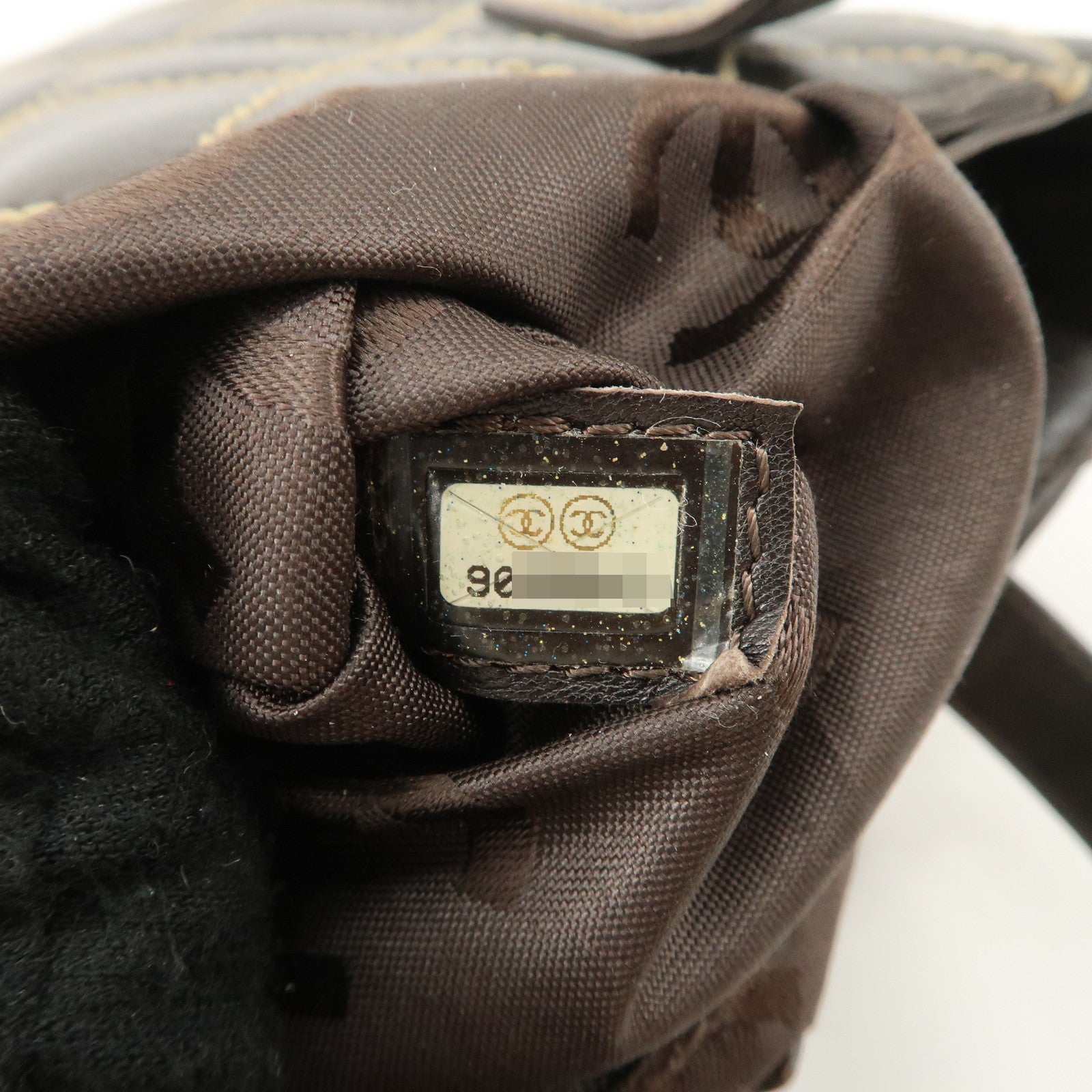 CHANEL COCO Mark Wild Stitch Leather Tote Bag Hand Bag Brown A18126 Used