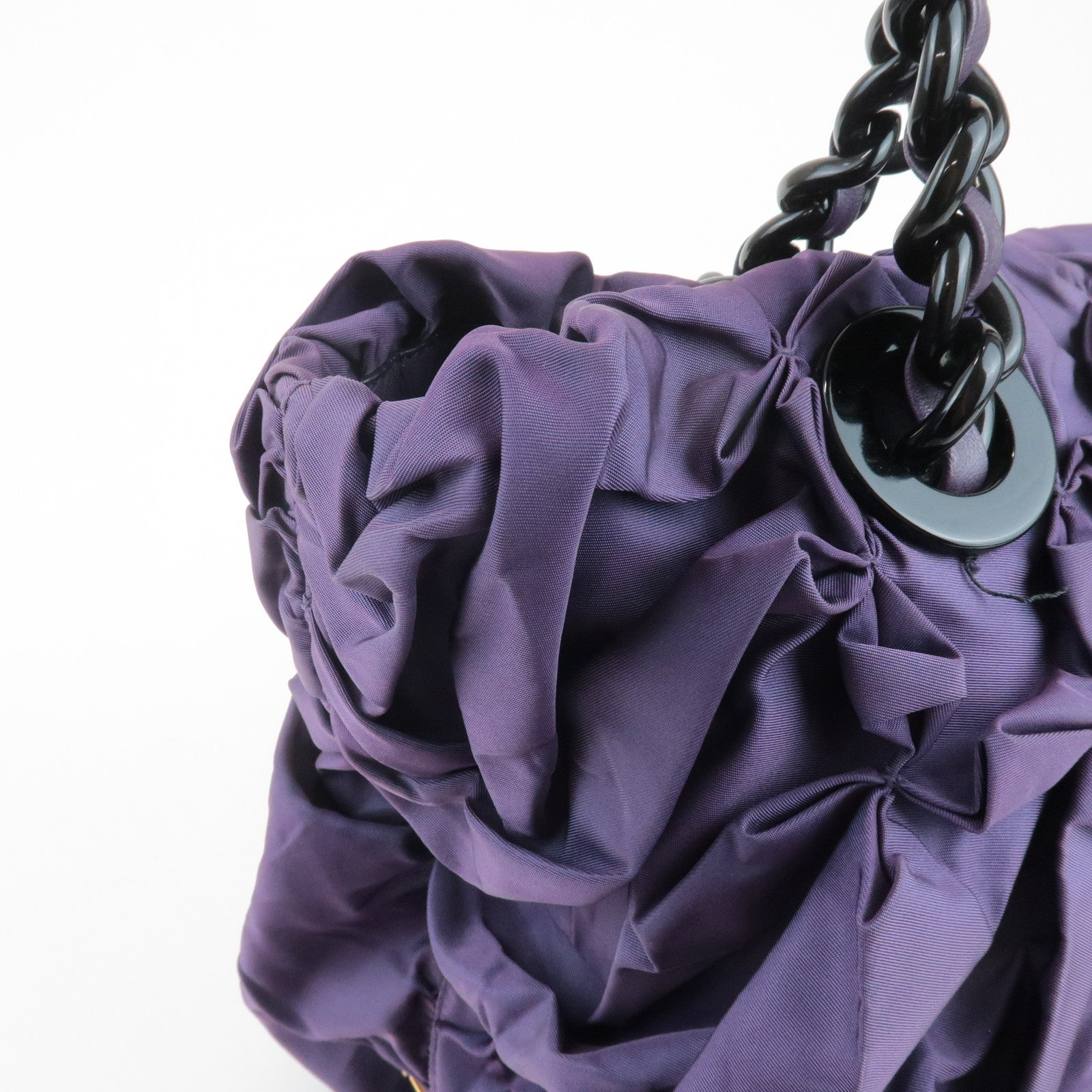 PRADA Triangle Logo Leather Nylon Tote Bag Shoulder Bag Purple Used