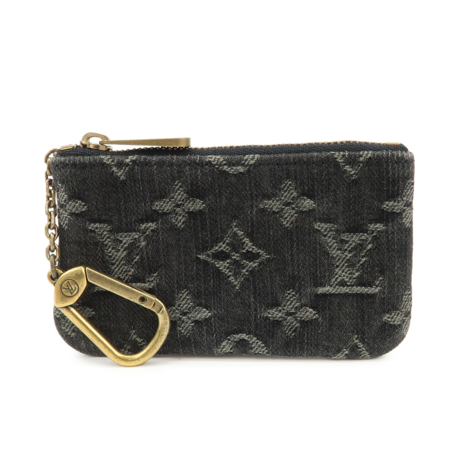 Louis Vuitton Monogram Denim Pochette Cles Coin Case Black M95616