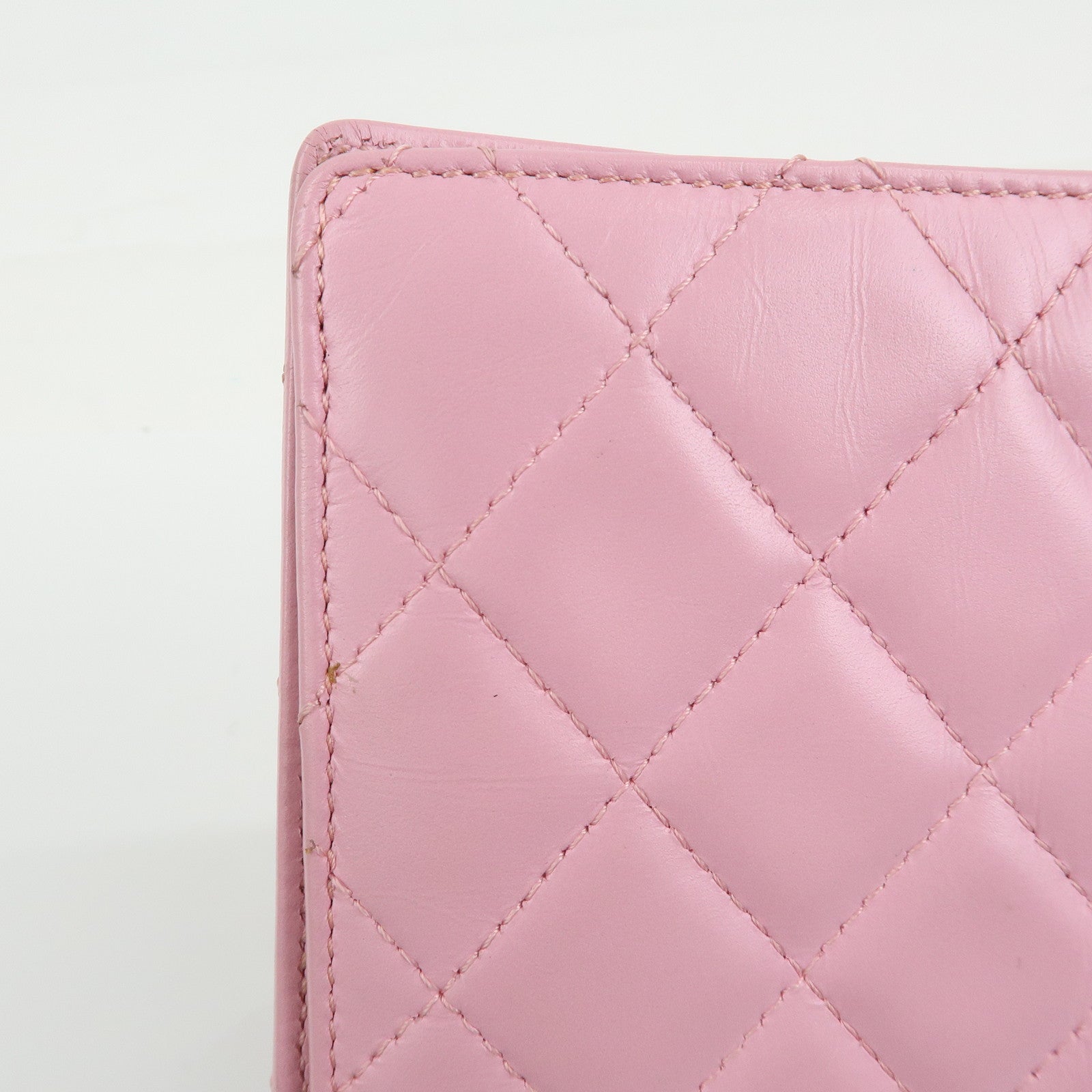 CHANEL Cambon Line COCO Mark Lambskin Long Wallet Pink A26717