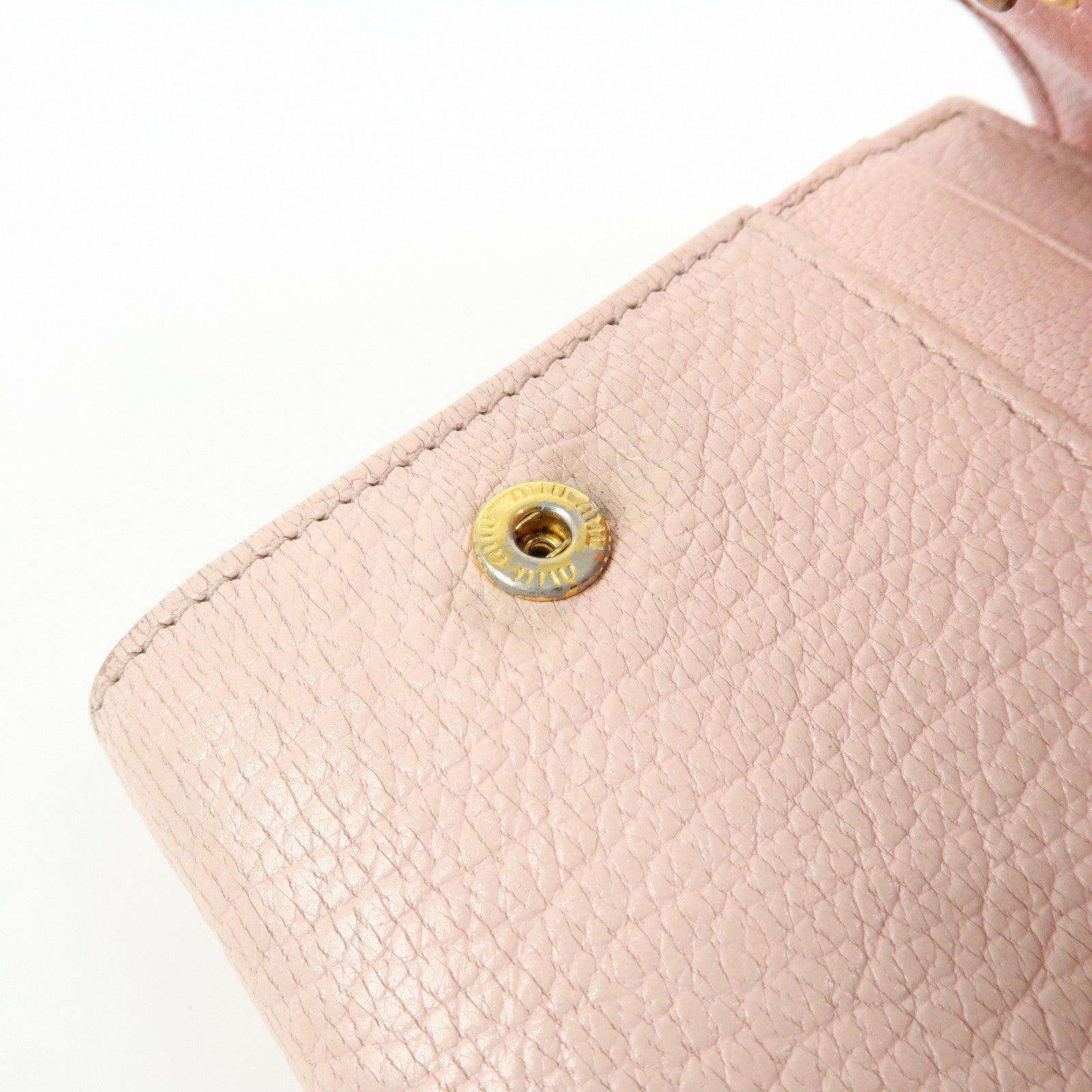 MIU MIU Madras Leather Chain Shoulder Wallet Bag Pink 5M1290