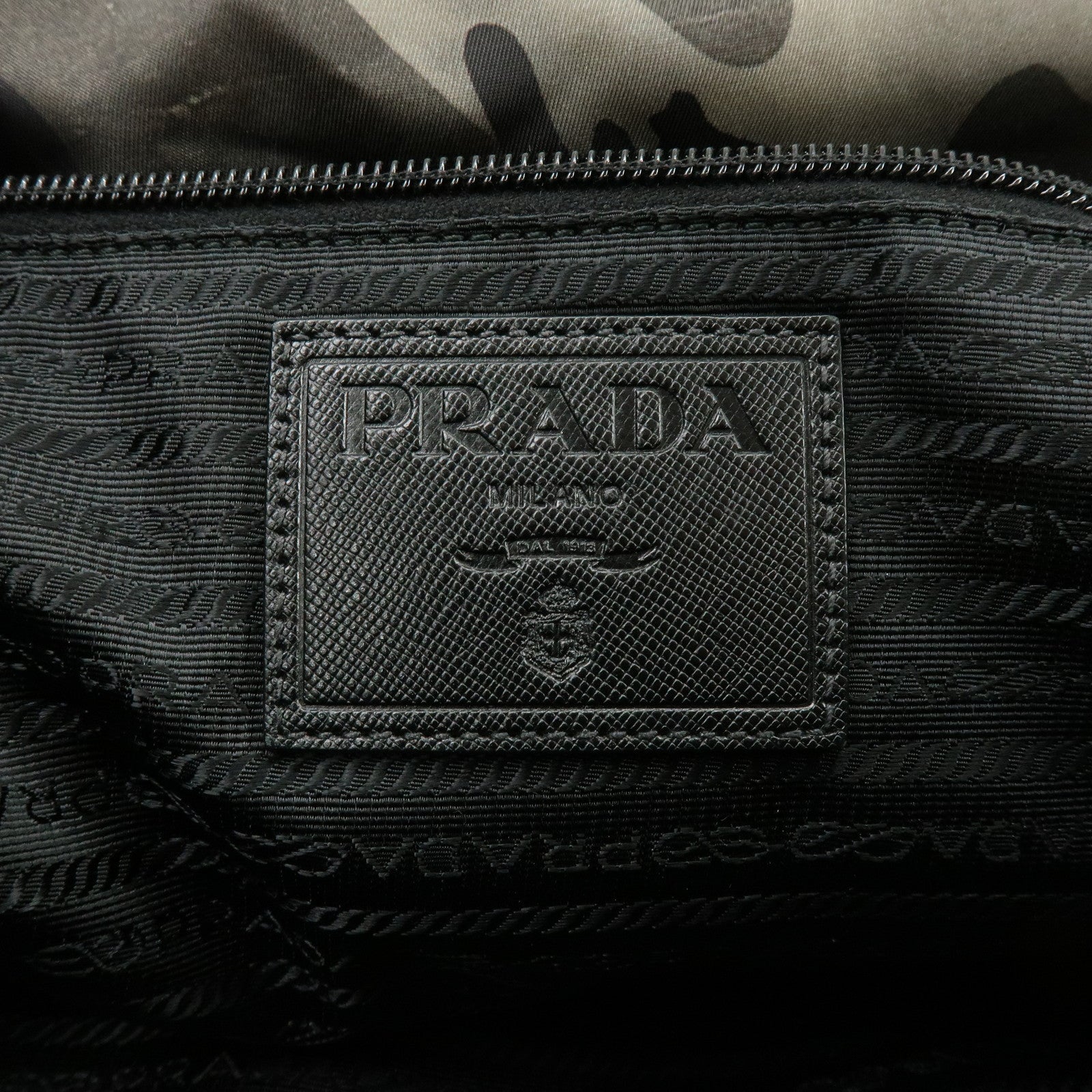 PRADA Triangle Logo Nylon Saffiano Leather Camouflage Shoulder Bag