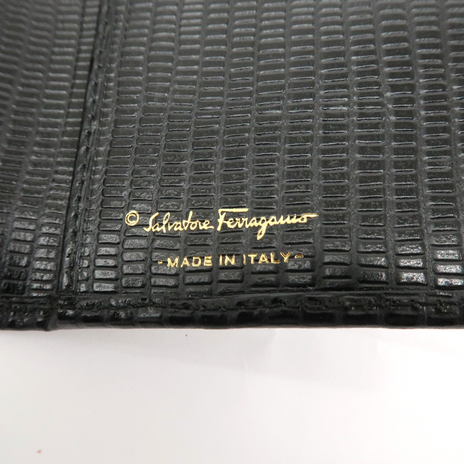 Ferragamo Set of 2 wallet Gancini Vara Emboss Leather Black Pink