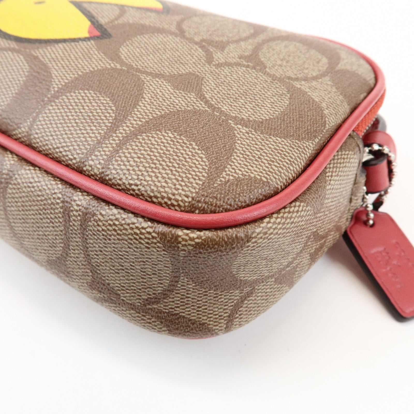 COACH Signature Pacman Collaboration Shoulder Bag Brown Red