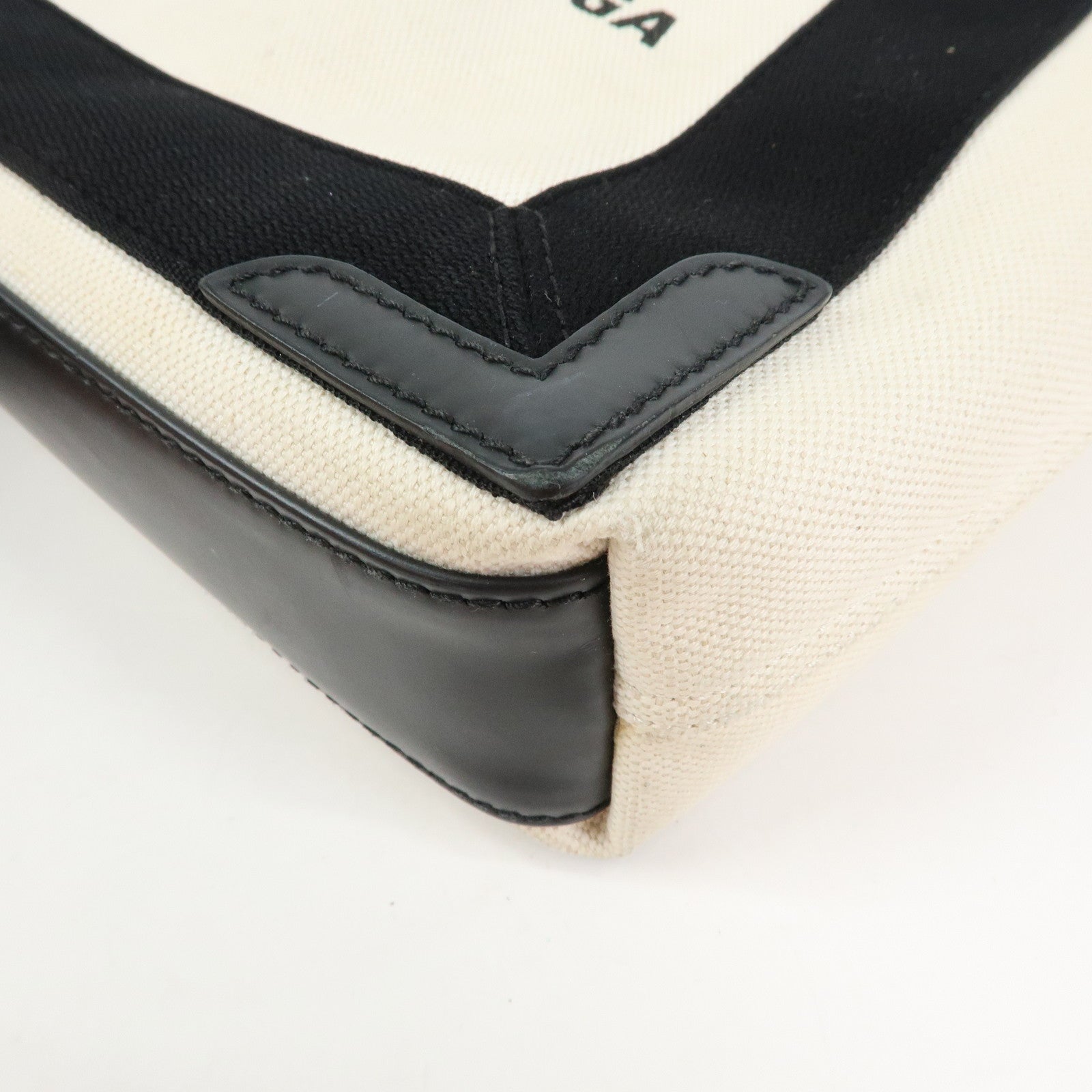 BALENCIAGA Navy Cabas XS Canvas Leather 2WAY Bag Natural 390346