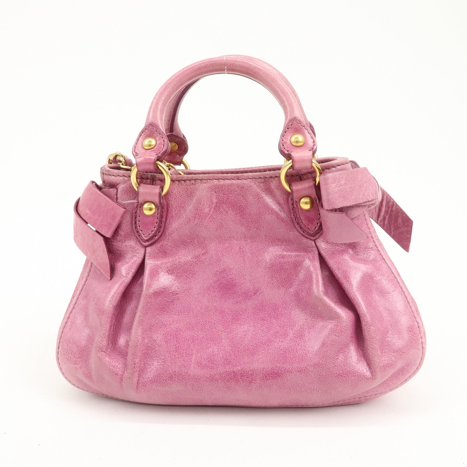 MIU MIU Leather Side Ribbon 2Way Bag Hand Bag Shoulder Bag