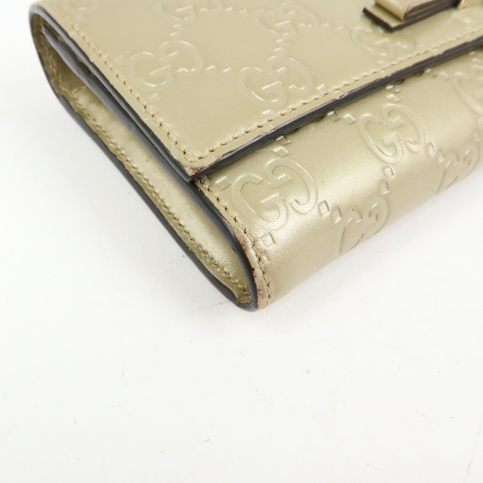 GUCCI Guccissima Interlocking G Flap Long Wallet Gold 388679