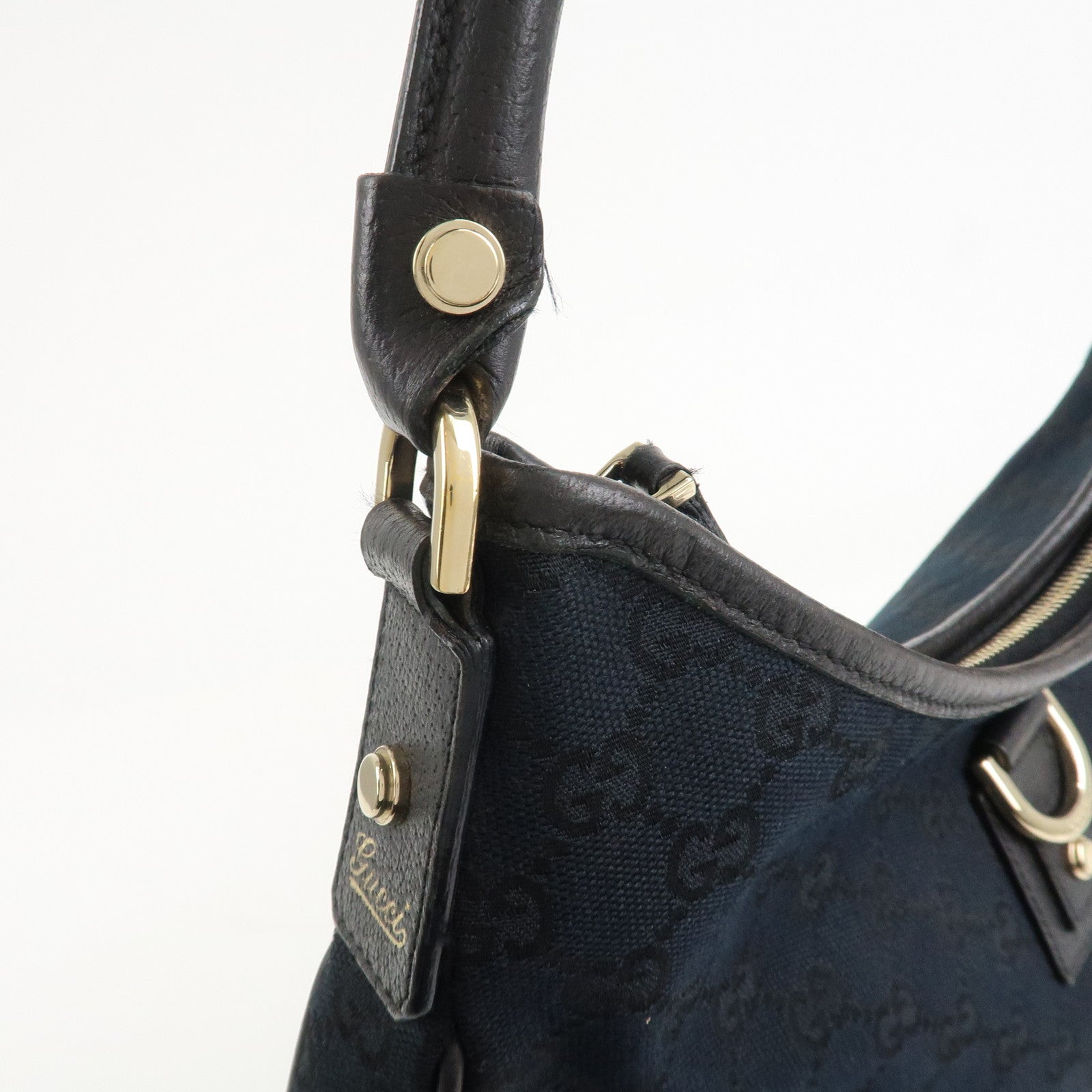 GUCCI Abbey GG Canvas Leather Shoulder Bag Hand Bag Black 130737