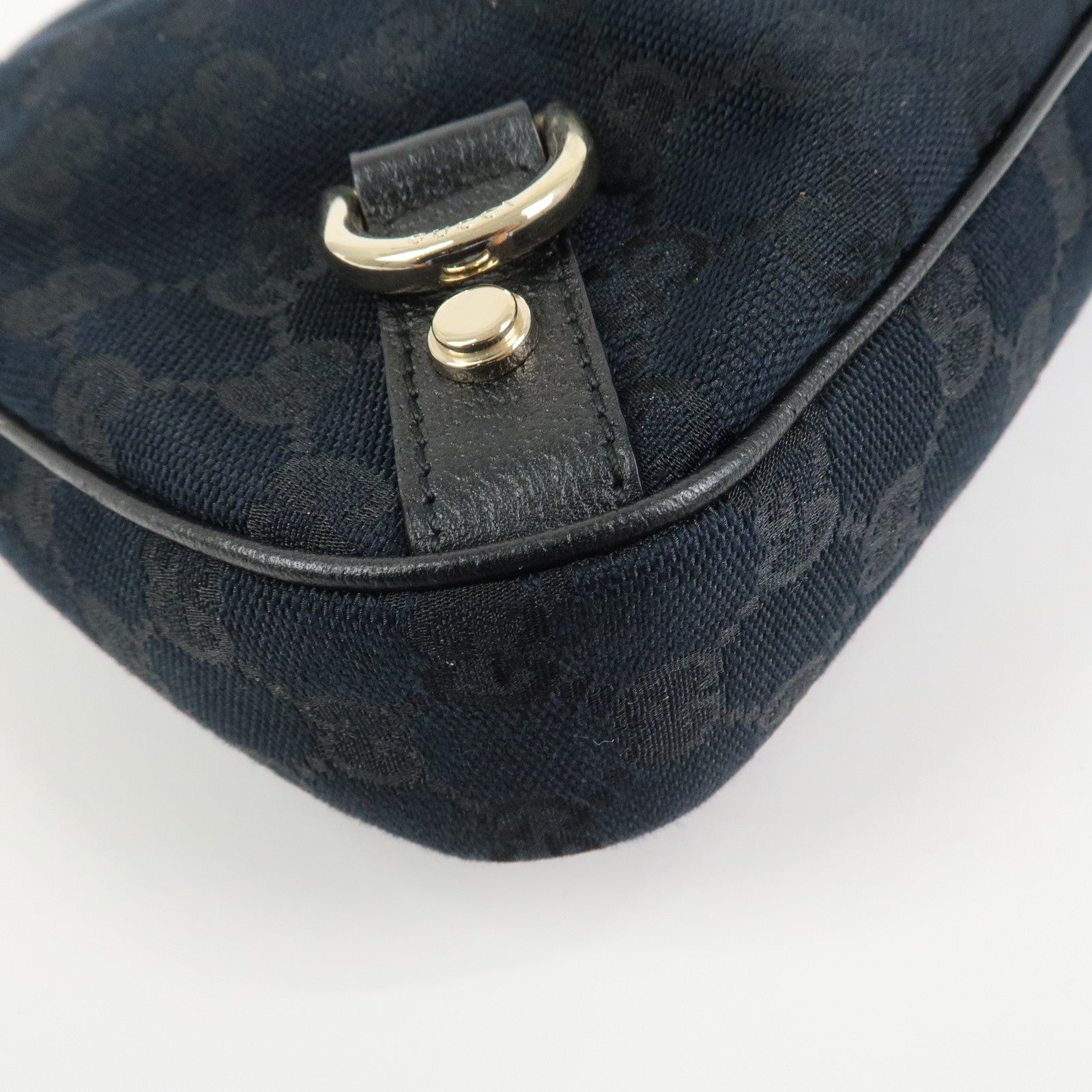 GUCCI Abbey GG Canvas Leather Shoulder Bag Black 130738