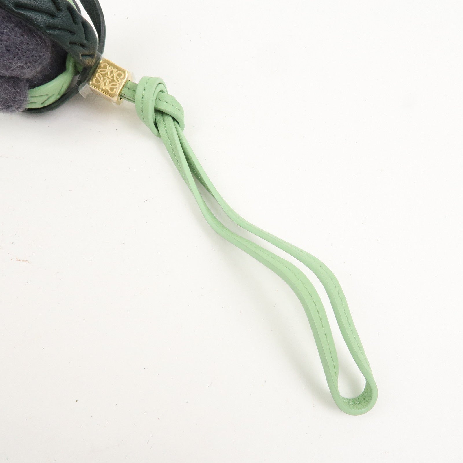 LOEWE Suna Fujita Calf Leather Felt Elephant Bag Charm Gray