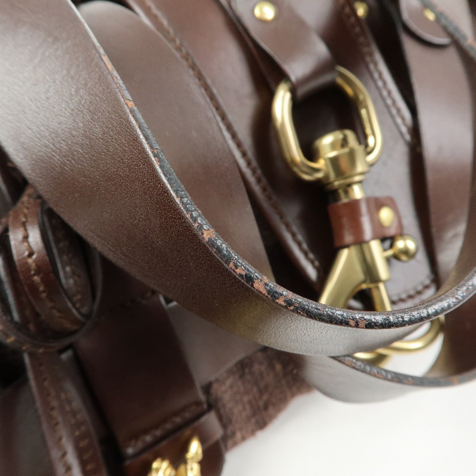 Chloe Kerala Canvas Leather Boston Bag Hand Bag Brown