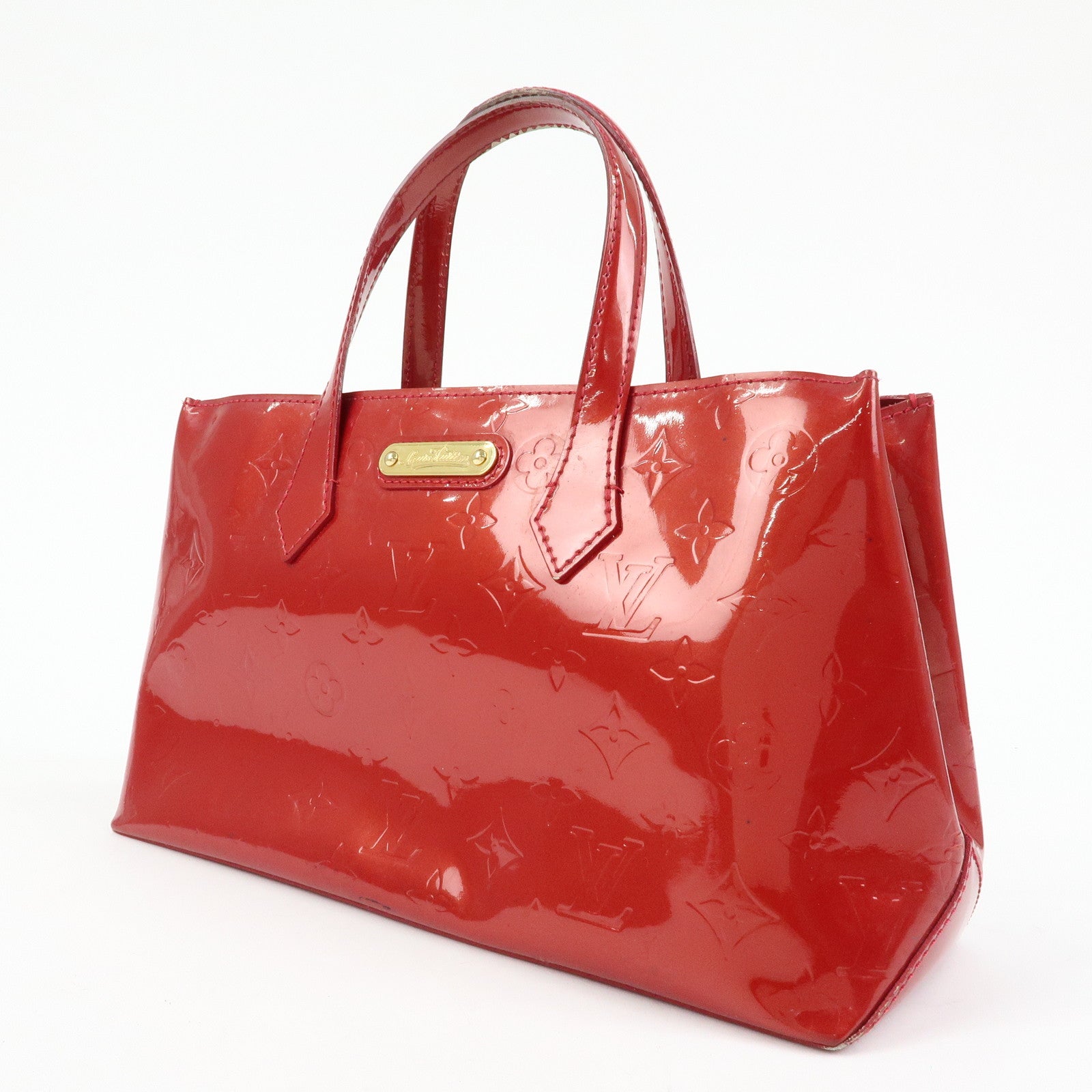 Louis Vuitton Monogram Vernis Wilshire PM Hand Bag Red M93642