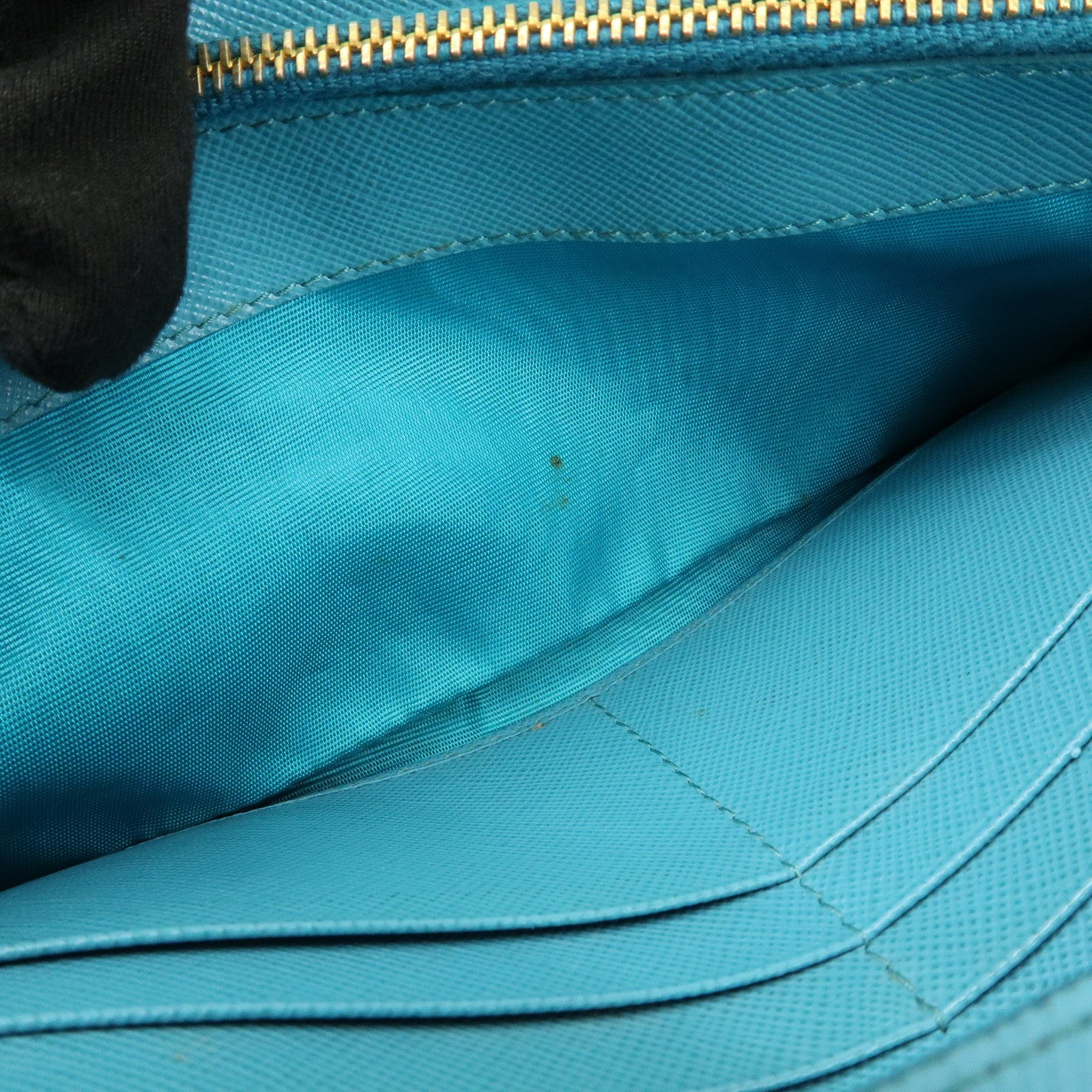 PRADA Saffiano Leather Chain Wallet Shoulder Bag Blue 1M1290