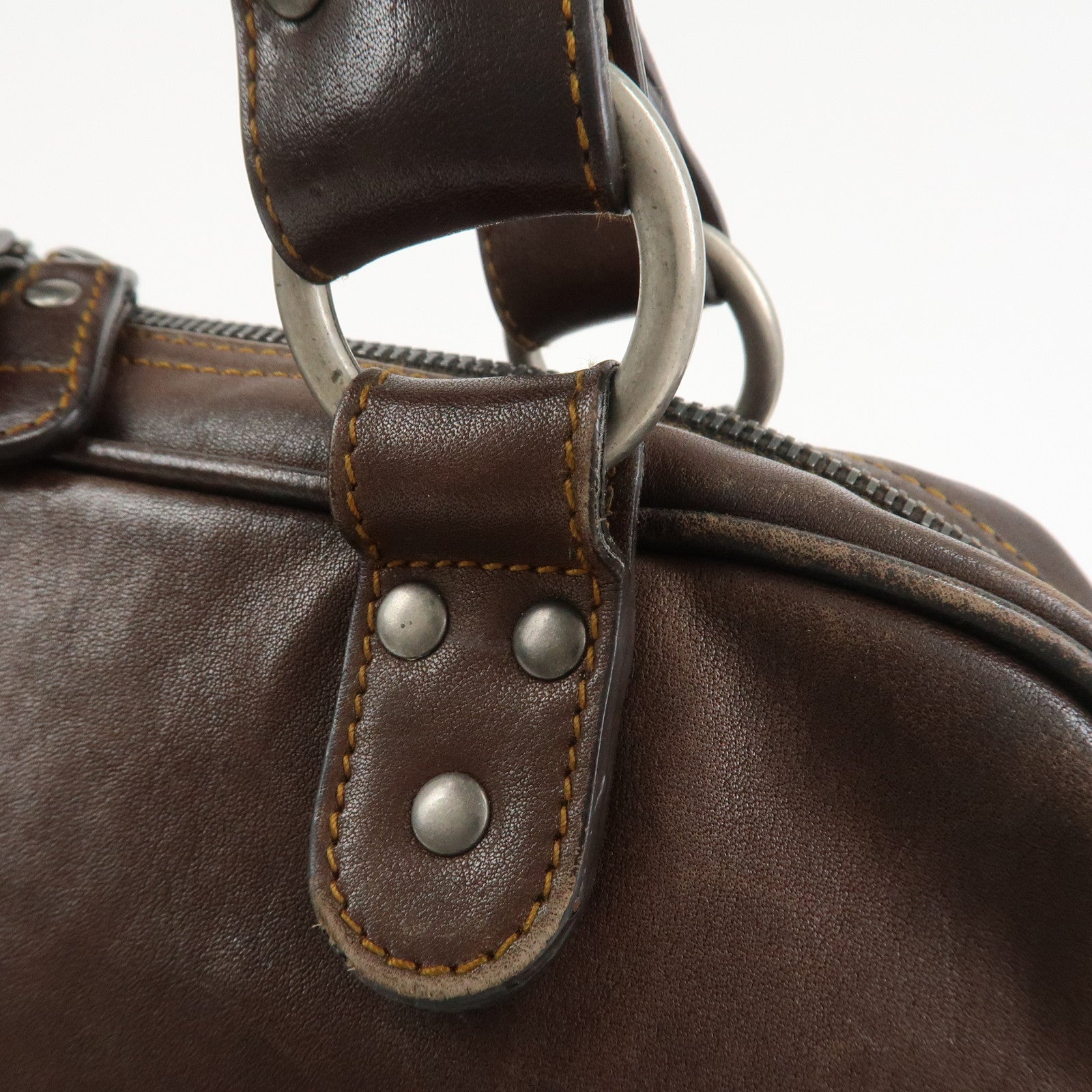 Christian Dior Gaucho Leather Shoulder Bag Hand Bag Brown