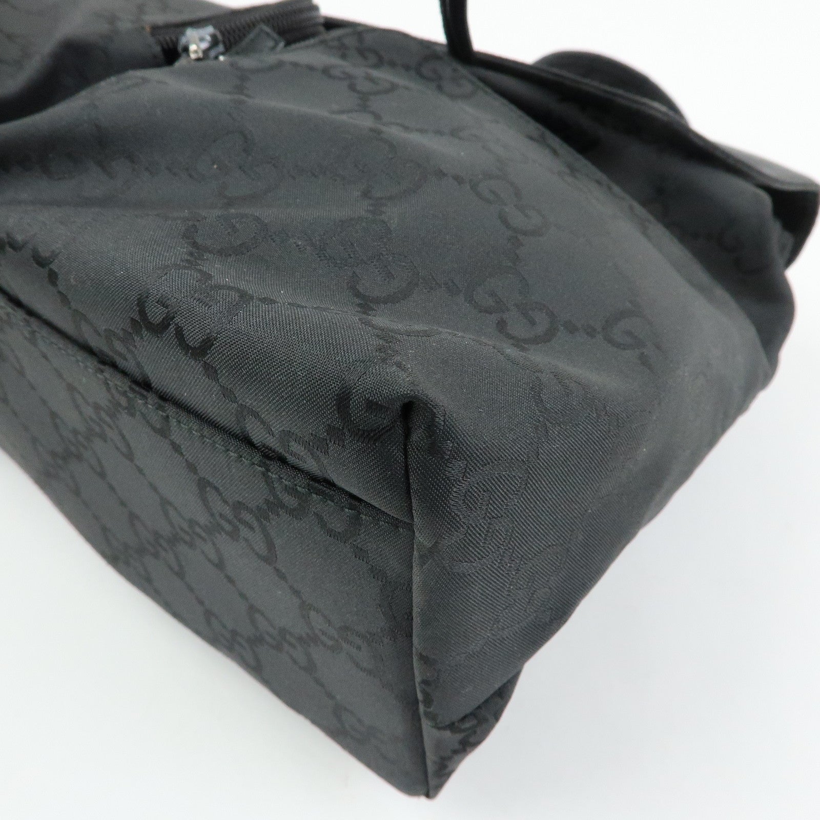 GUCCI GG Nylon Leather Backpack Rucksack Black 003・0238