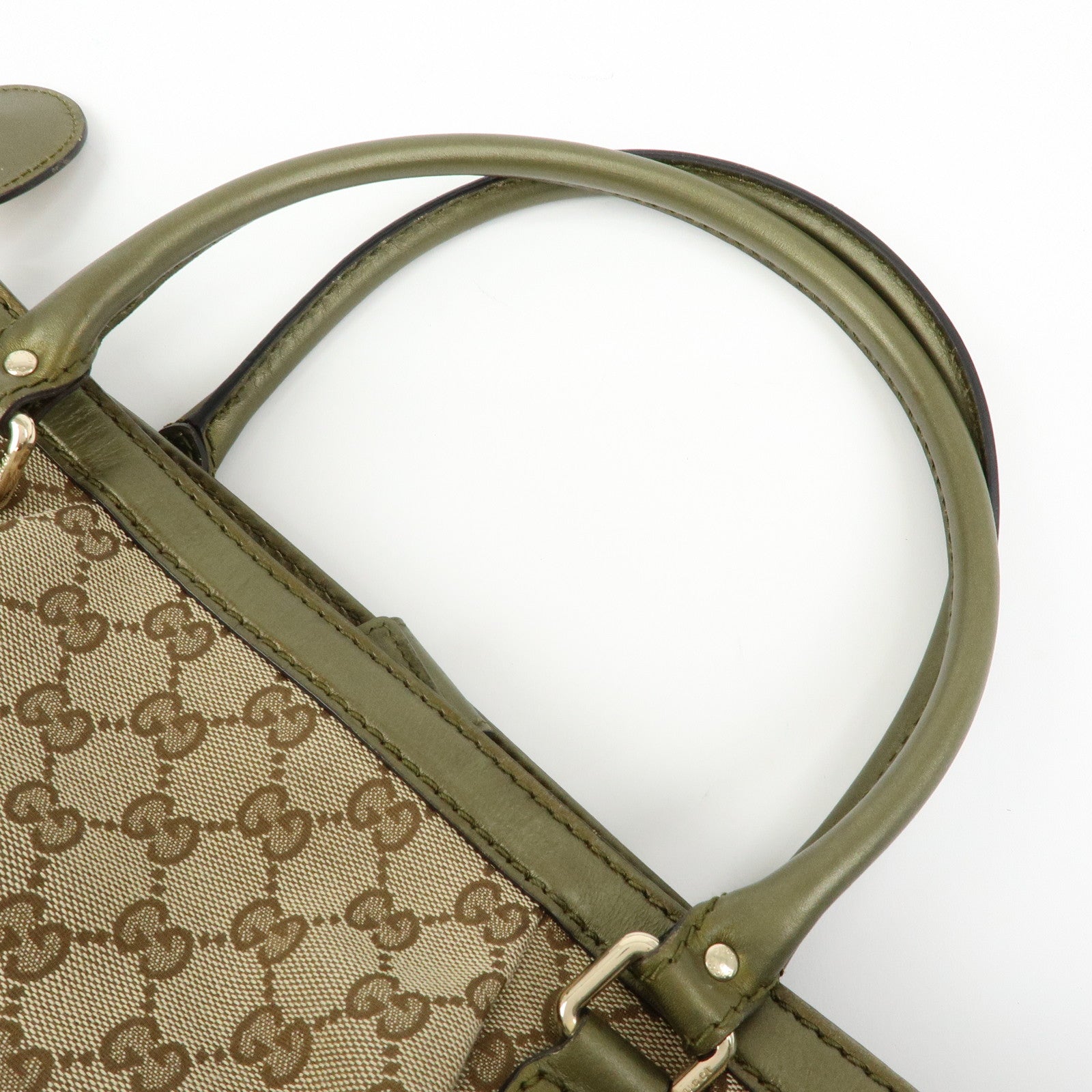 GUCCI Sukey Interlocking G GG Canvas Leather Tote Bag Beige 296835