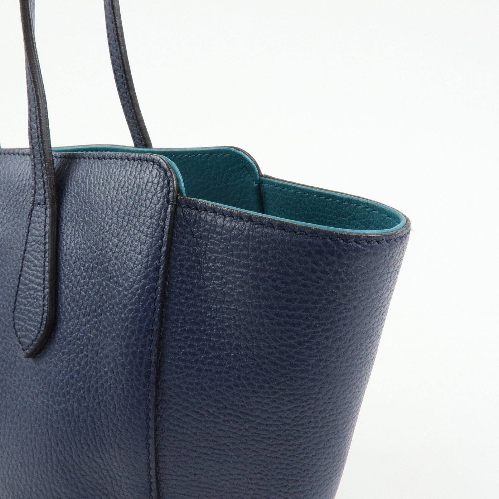 GUCCI Swing Leather Tote Bag Shoulder Bag Navy 354408